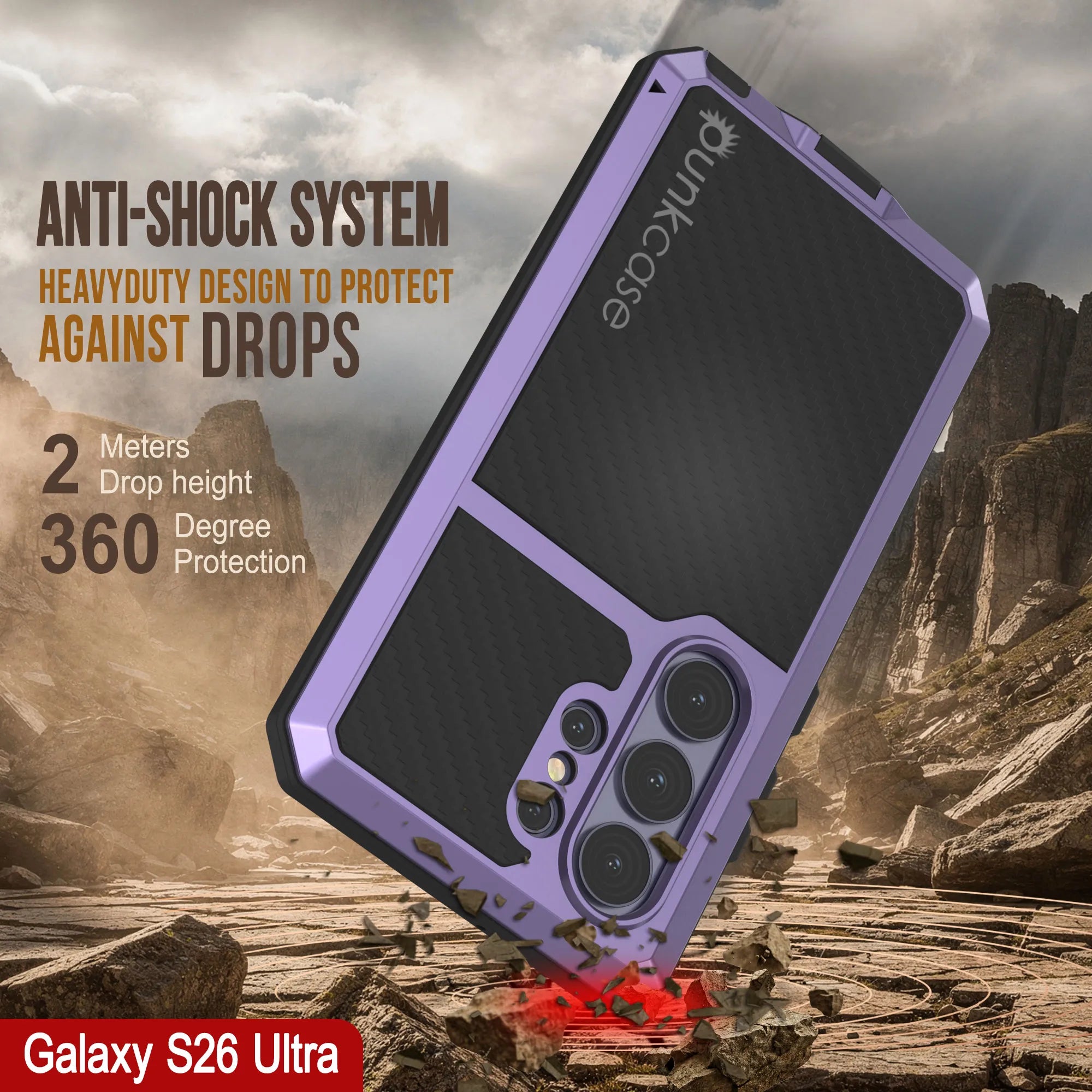 Galaxy S26 Ultra Metal Case, Heavy Duty Military Grade Armor Cover [shock proof] Full Body Hard [Purple]