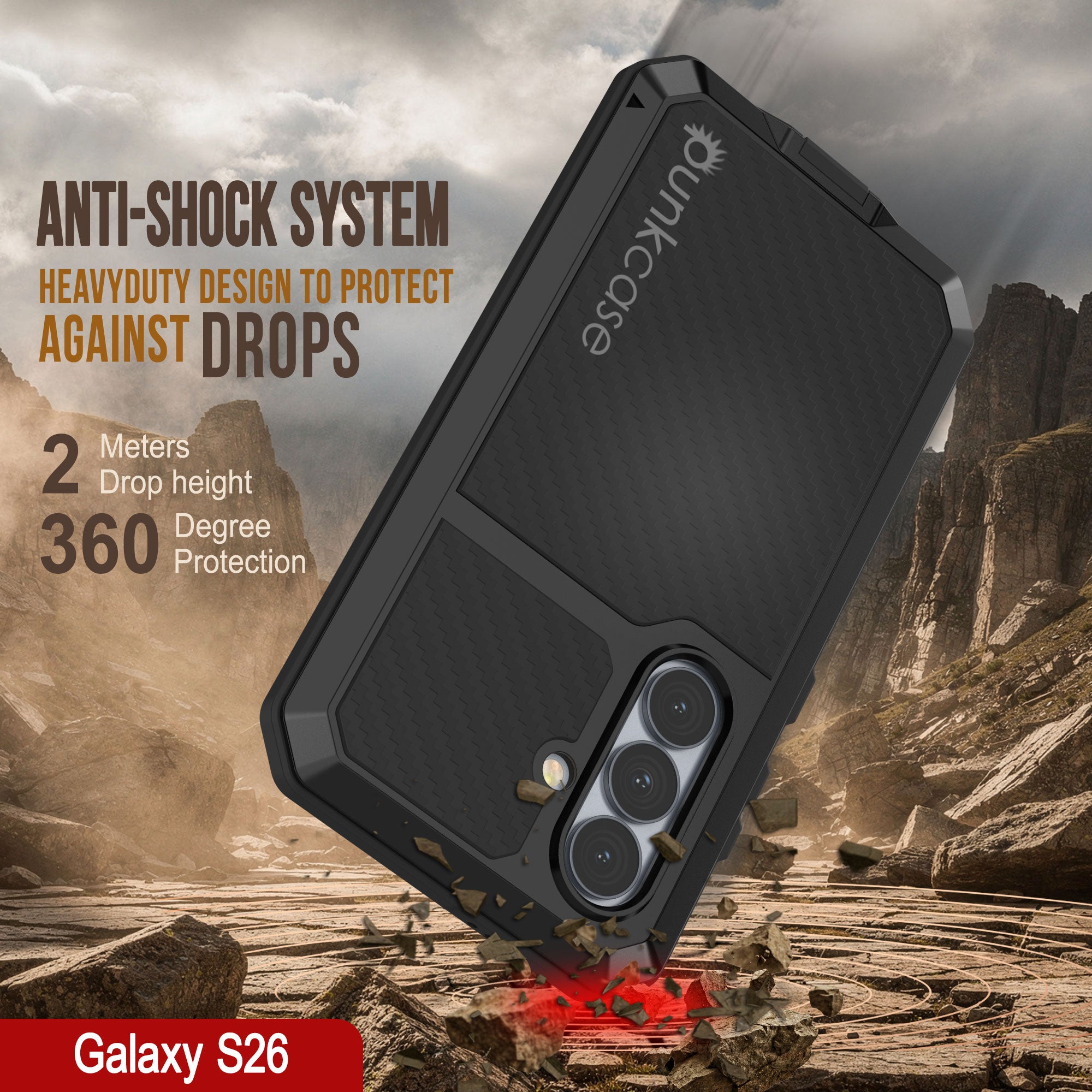 Galaxy S26 Metal Case, Heavy Duty Military Grade Armor Cover [shock proof] Full Body Hard [Black]