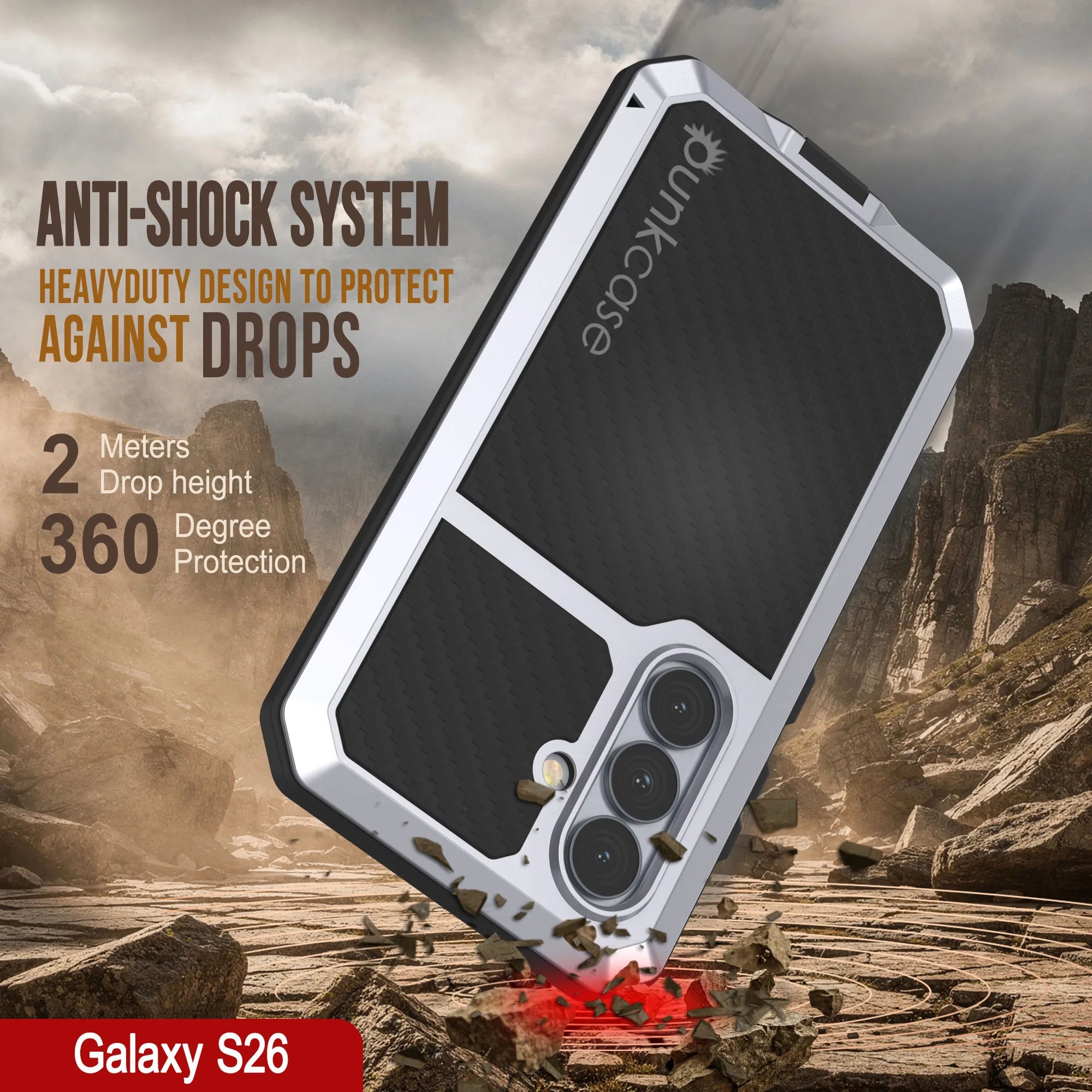 Galaxy S26 Metal Case, Heavy Duty Military Grade Armor Cover [shock proof] Full Body Hard [White]