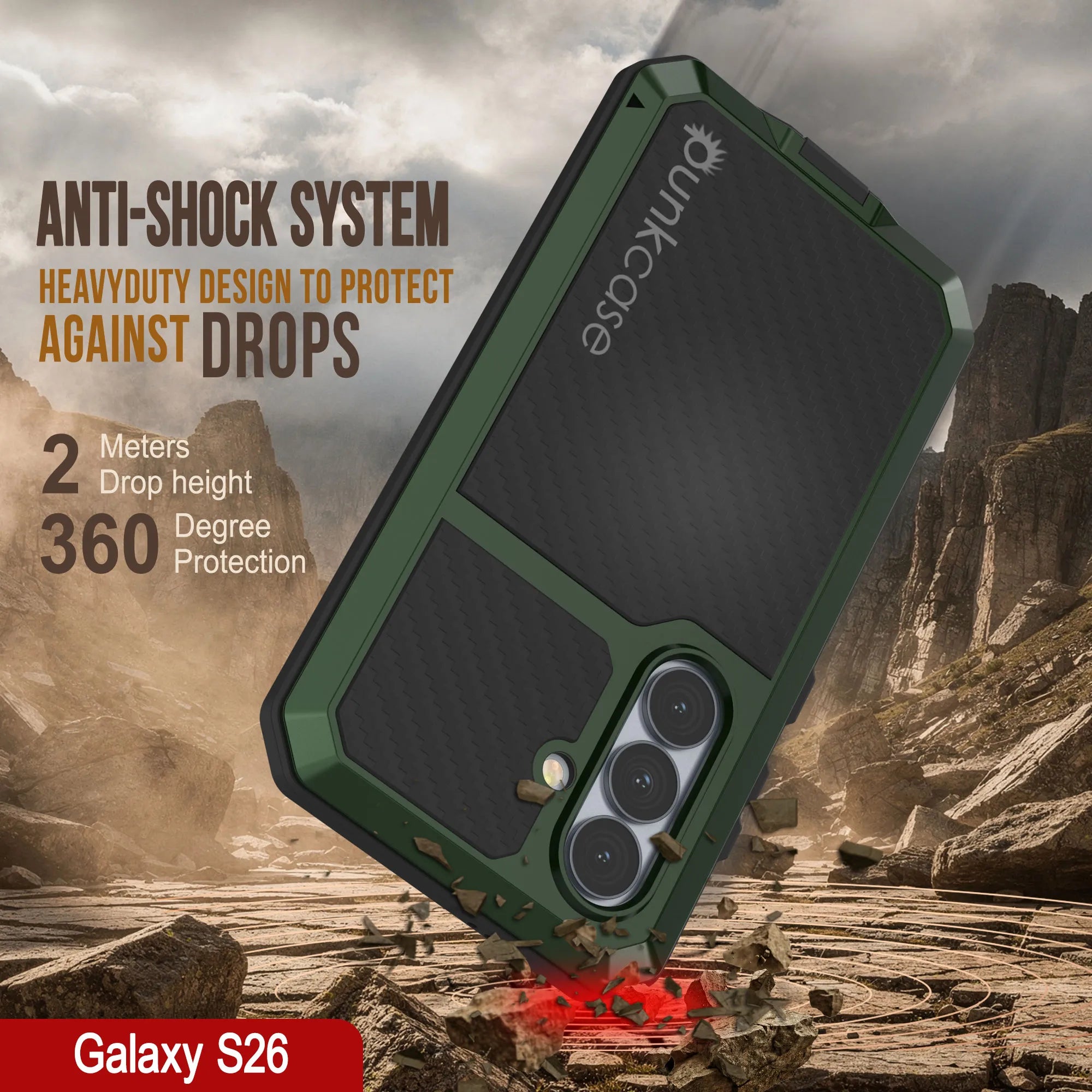 Galaxy S26 Metal Case, Heavy Duty Military Grade Armor Cover [shock proof] Full Body Hard [Dark Green]