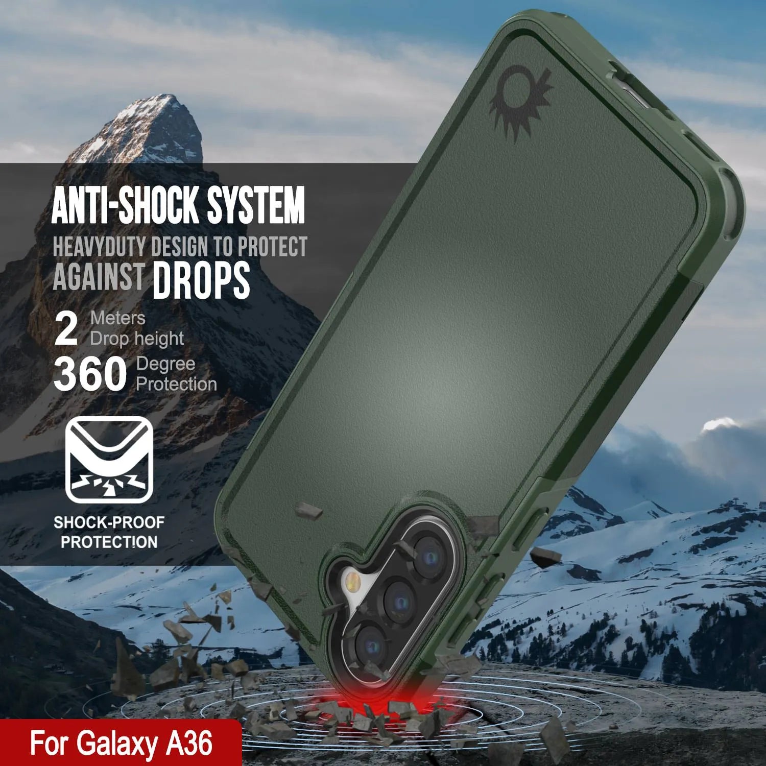 PunkCase Galaxy A36 Case, [Spartan 2.0 Series] Clear Rugged Heavy Duty Cover [Dark Green]