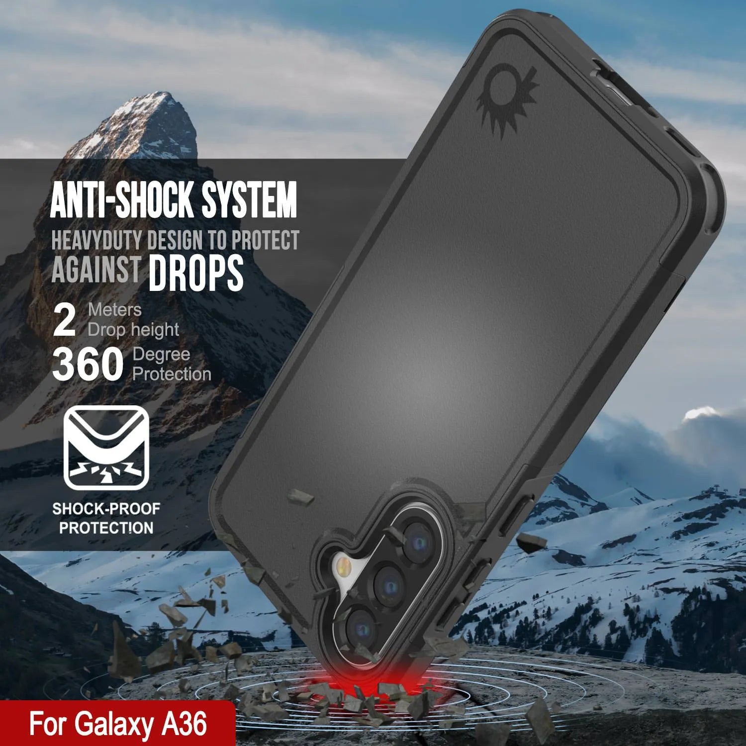 PunkCase Galaxy A36 Case, [Spartan 2.0 Series] Clear Rugged Heavy Duty Cover [Black]