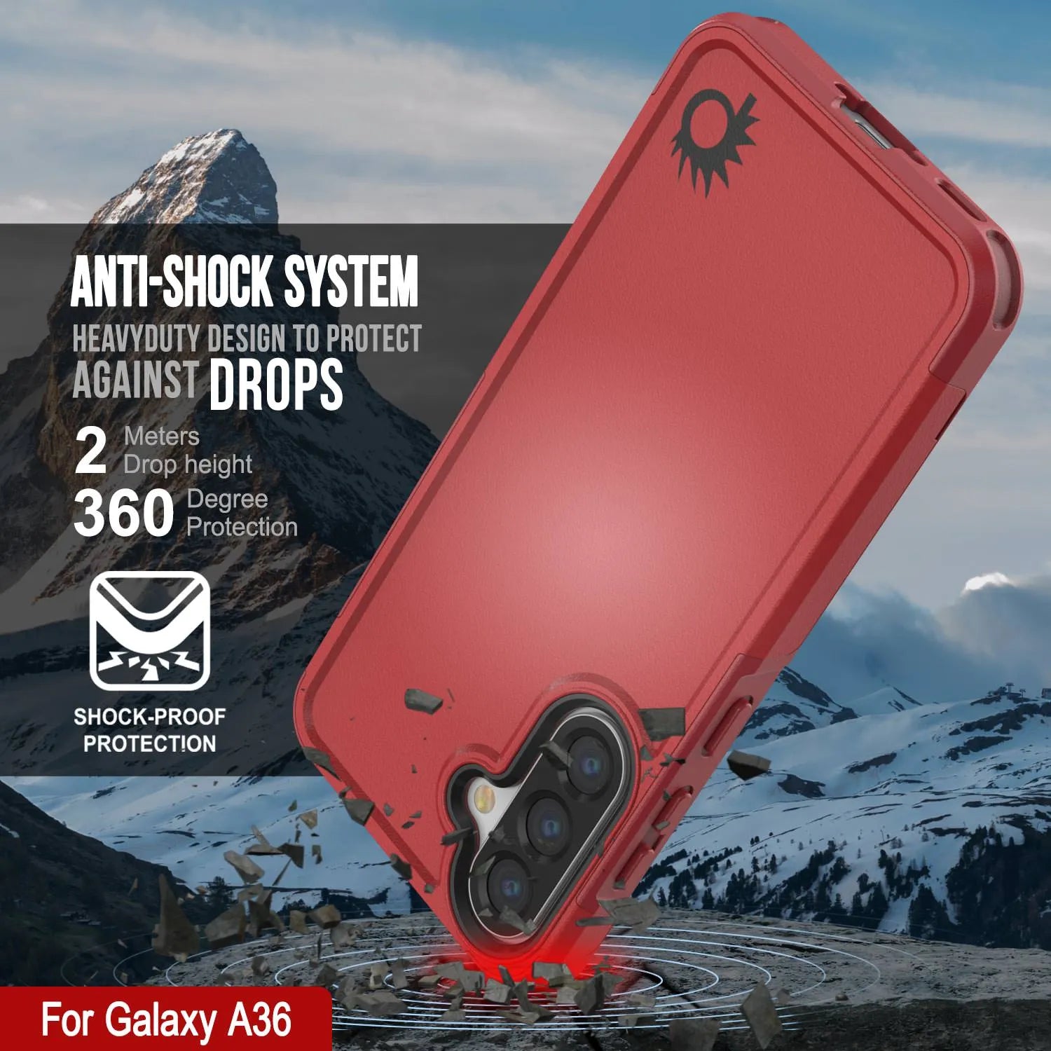 PunkCase Galaxy A36 Case, [Spartan 2.0 Series] Clear Rugged Heavy Duty Cover [Red]