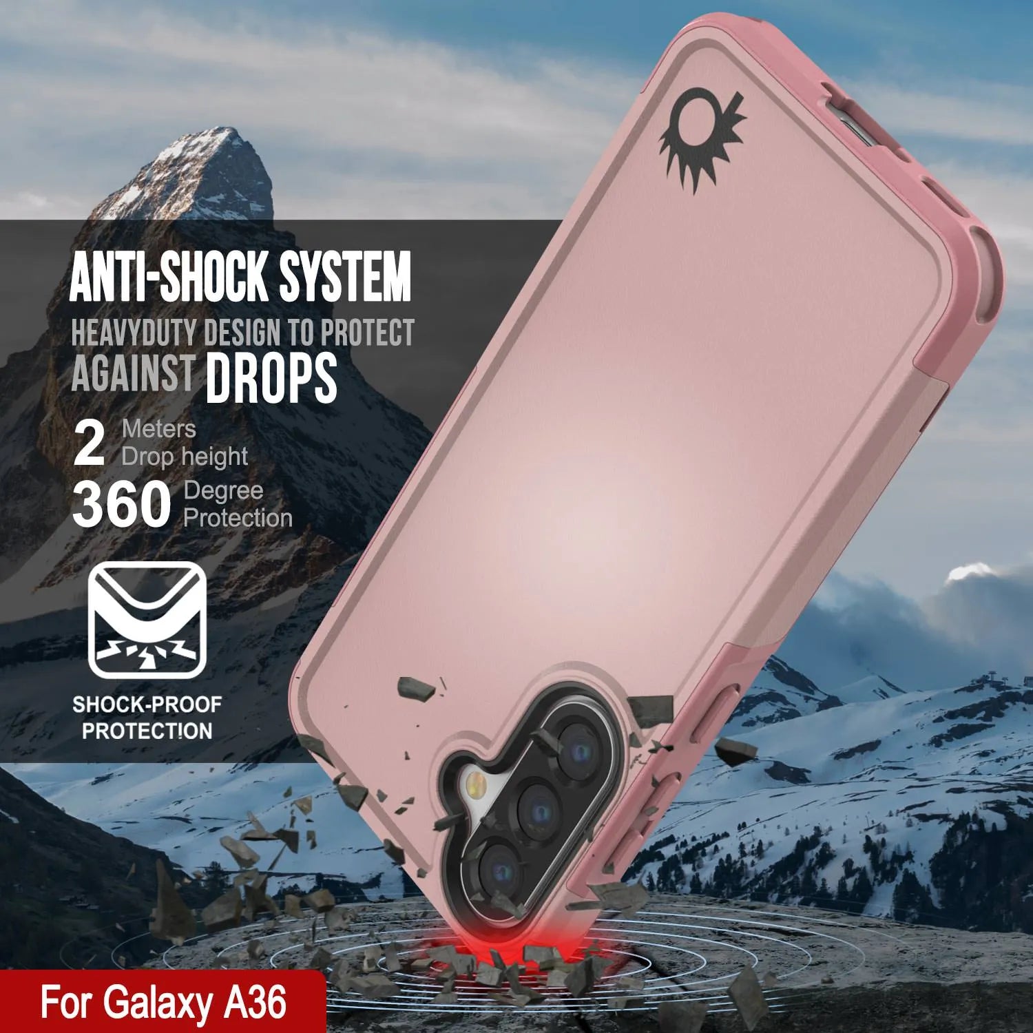 PunkCase Galaxy A36 Case, [Spartan 2.0 Series] Clear Rugged Heavy Duty Cover [Pink]