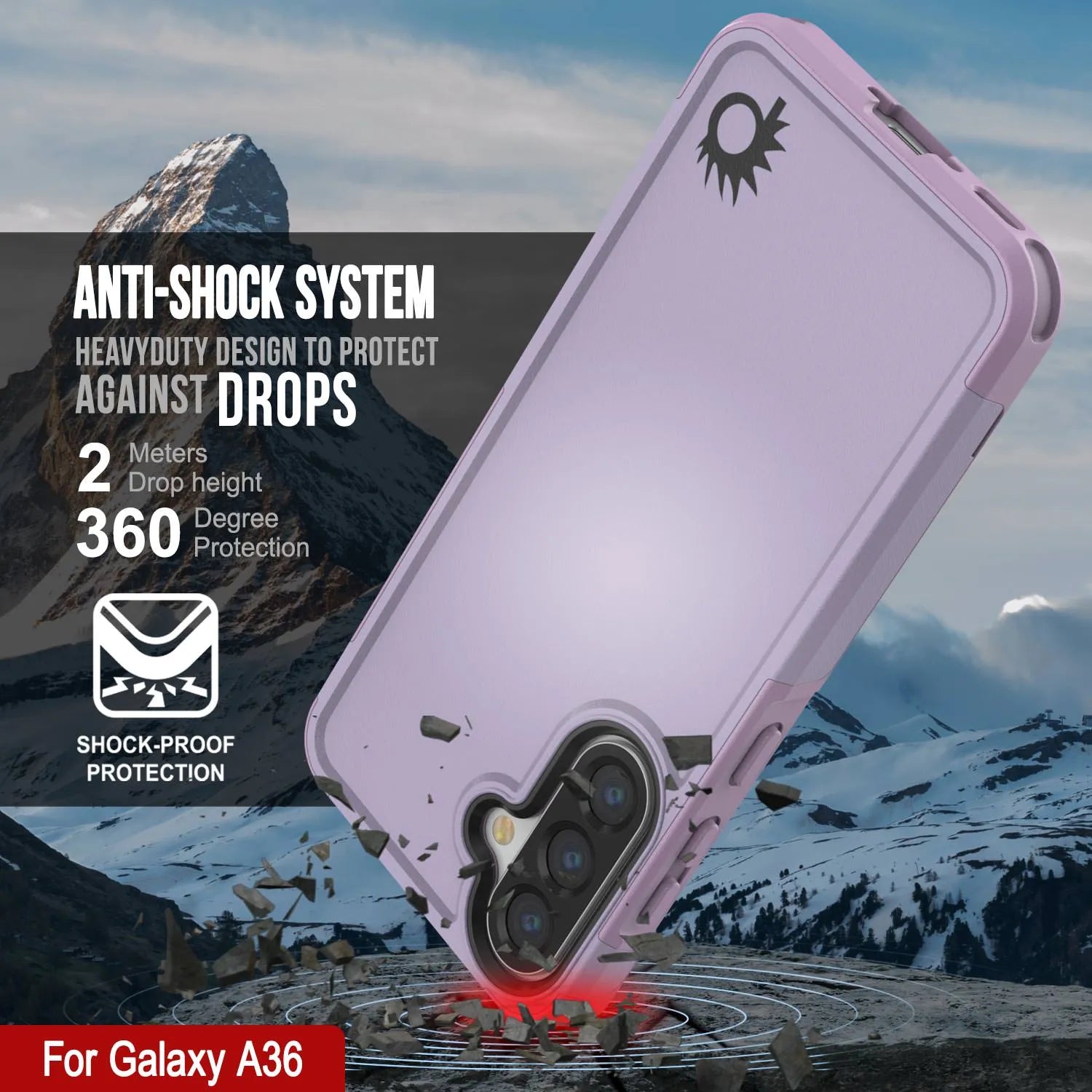 PunkCase Galaxy A36 Case, [Spartan 2.0 Series] Clear Rugged Heavy Duty Cover [Lilac]