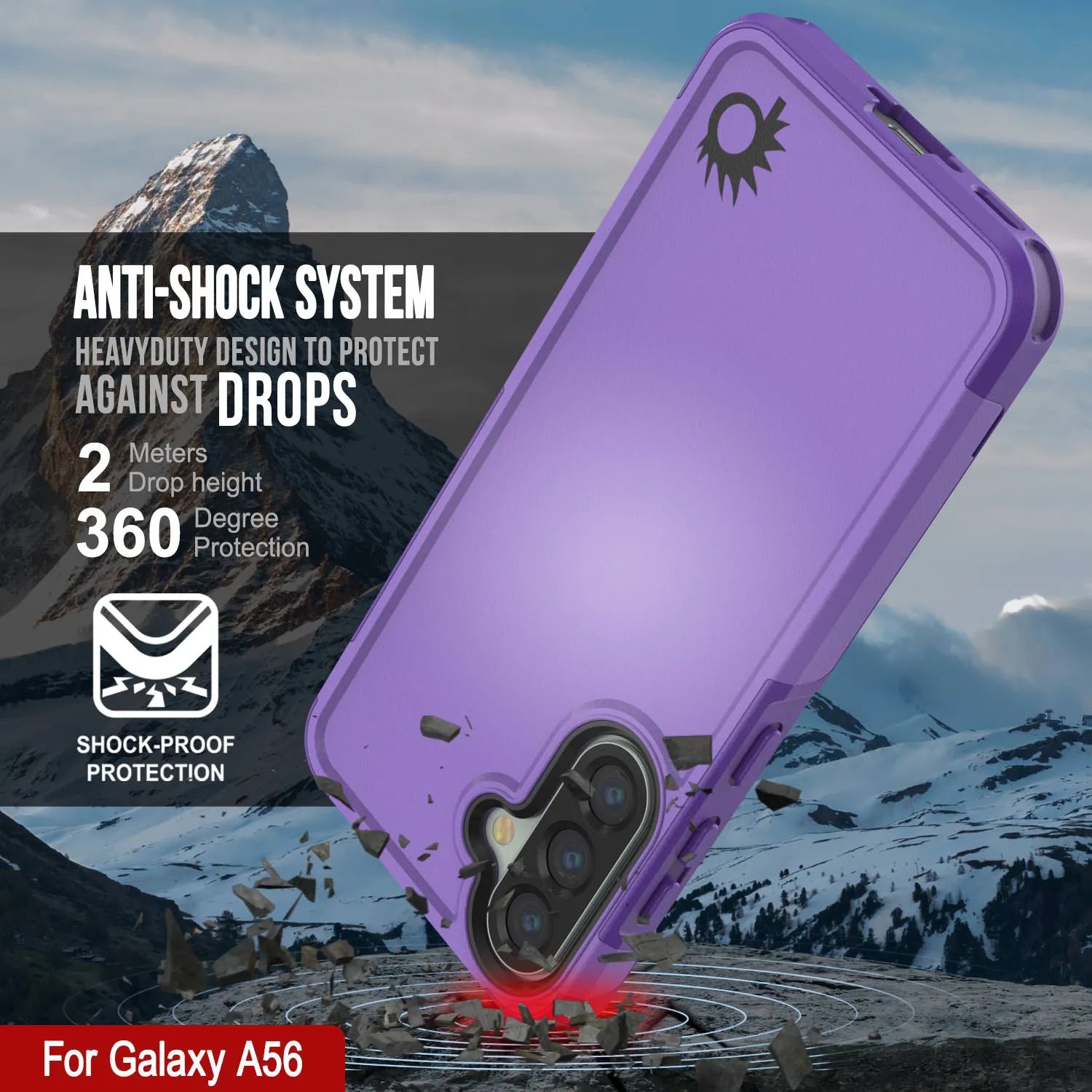 PunkCase Galaxy A56 Case, [Spartan 2.0 Series] Clear Rugged Heavy Duty Cover [Purple]