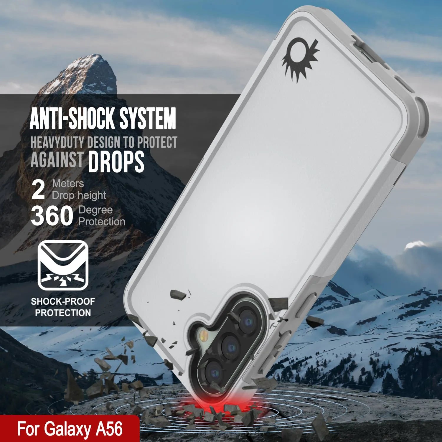 PunkCase Galaxy A56 Case, [Spartan 2.0 Series] Clear Rugged Heavy Duty Cover [White]