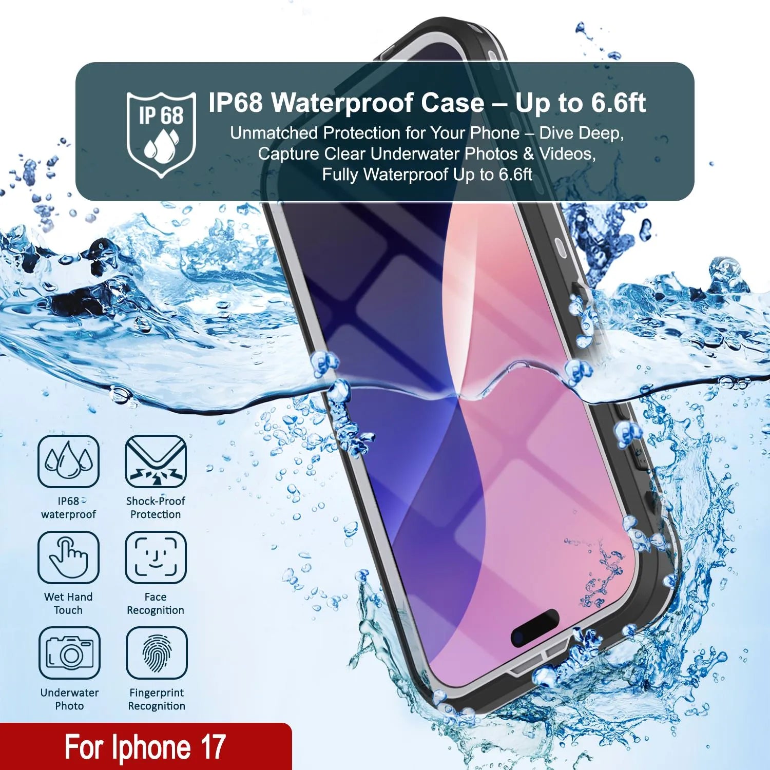 iPhone 17 Waterproof IP68 Case, Punkcase [White] [StudStar Series] [Slim Fit] [Dirtproof]