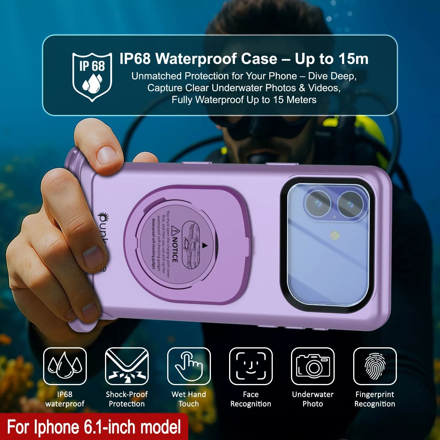 Punkcase Universal 2.0 Waterproof Phone Case for 6.1–6.3" [Pink]