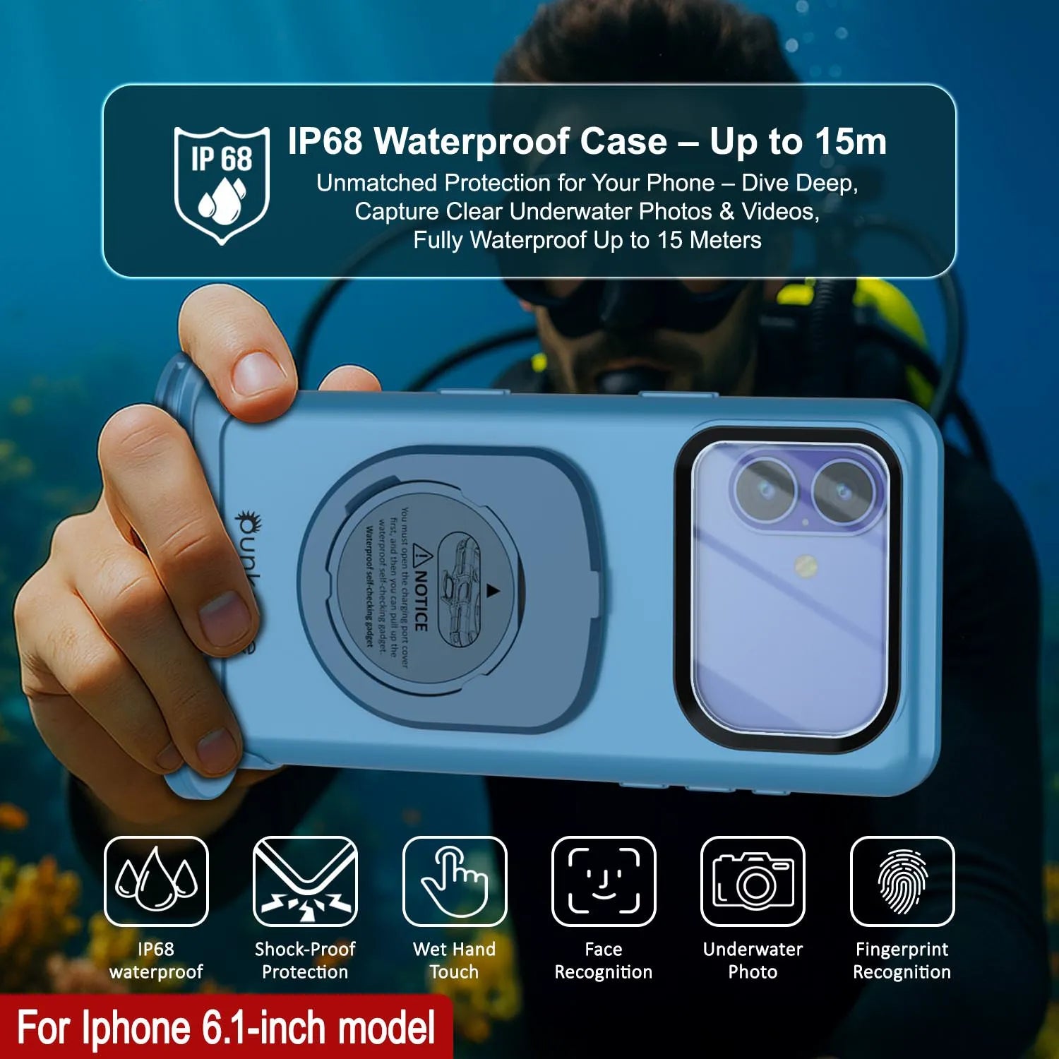 Punkcase Universal 2.0 Waterproof Phone Case for 6.1–6.3" [Blue]