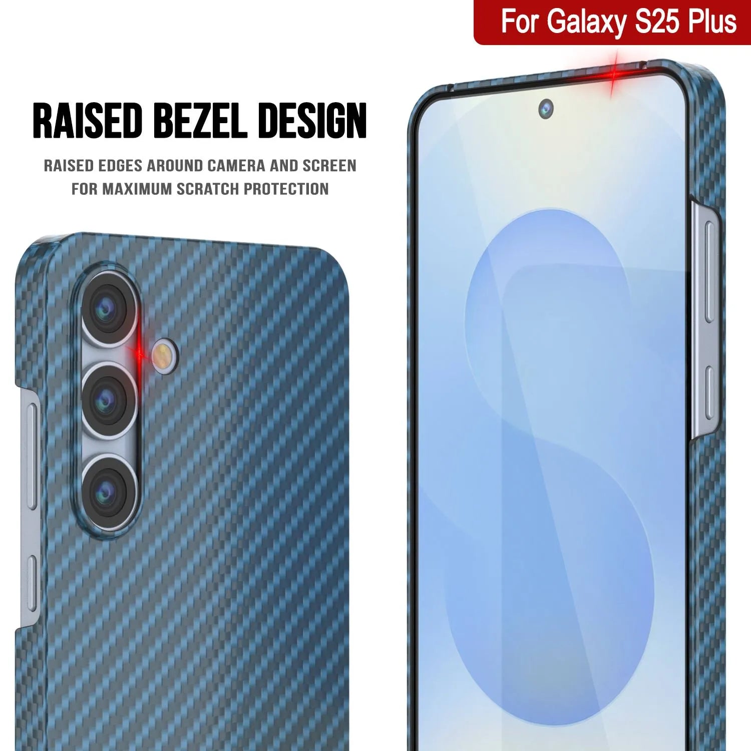 Punkcase Galaxy S25 Plus Carbon Fiber Case [AramidShield Series] Ultra Slim & Light Kevlar [Blue]
