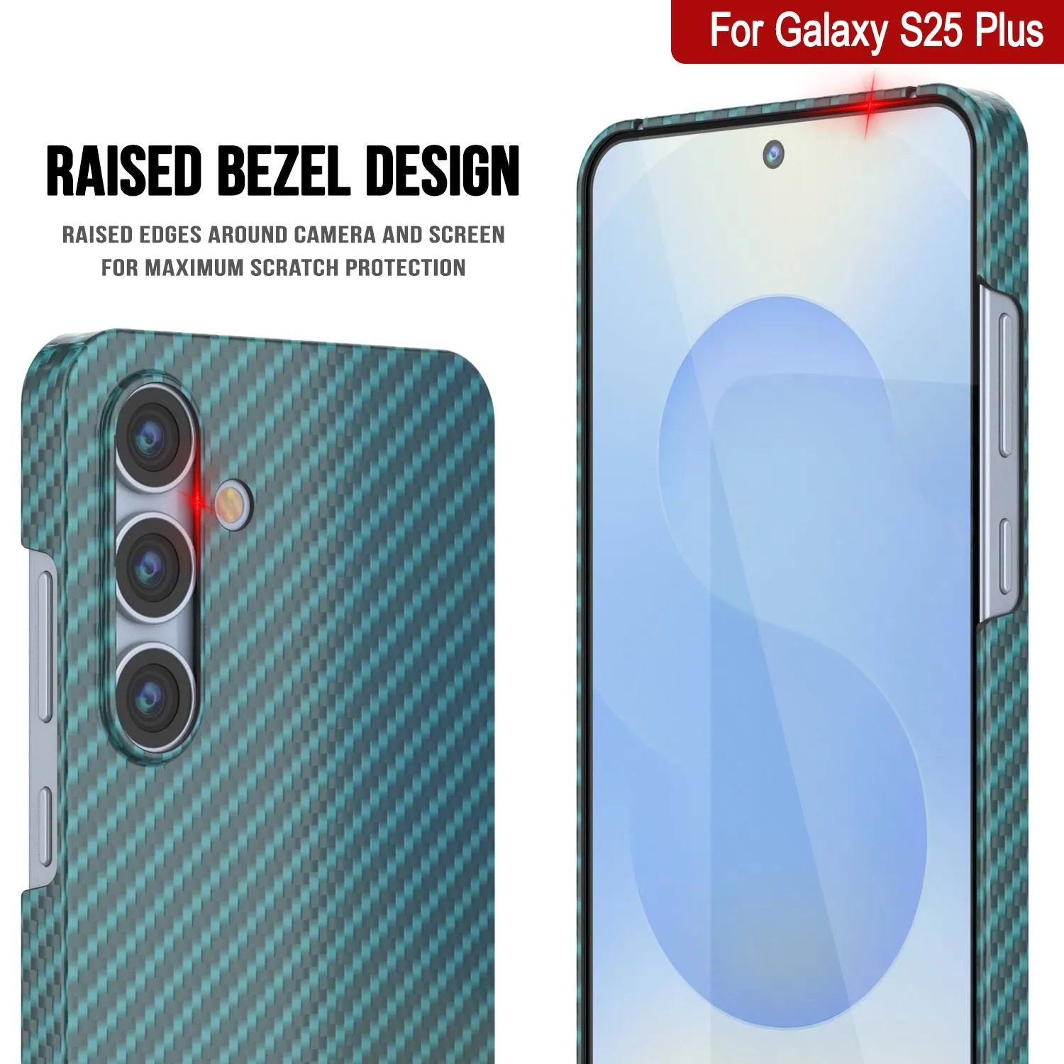 Punkcase Galaxy S25 Plus Carbon Fiber Case [AramidShield Series] Ultra Slim & Light Kevlar [Teal]