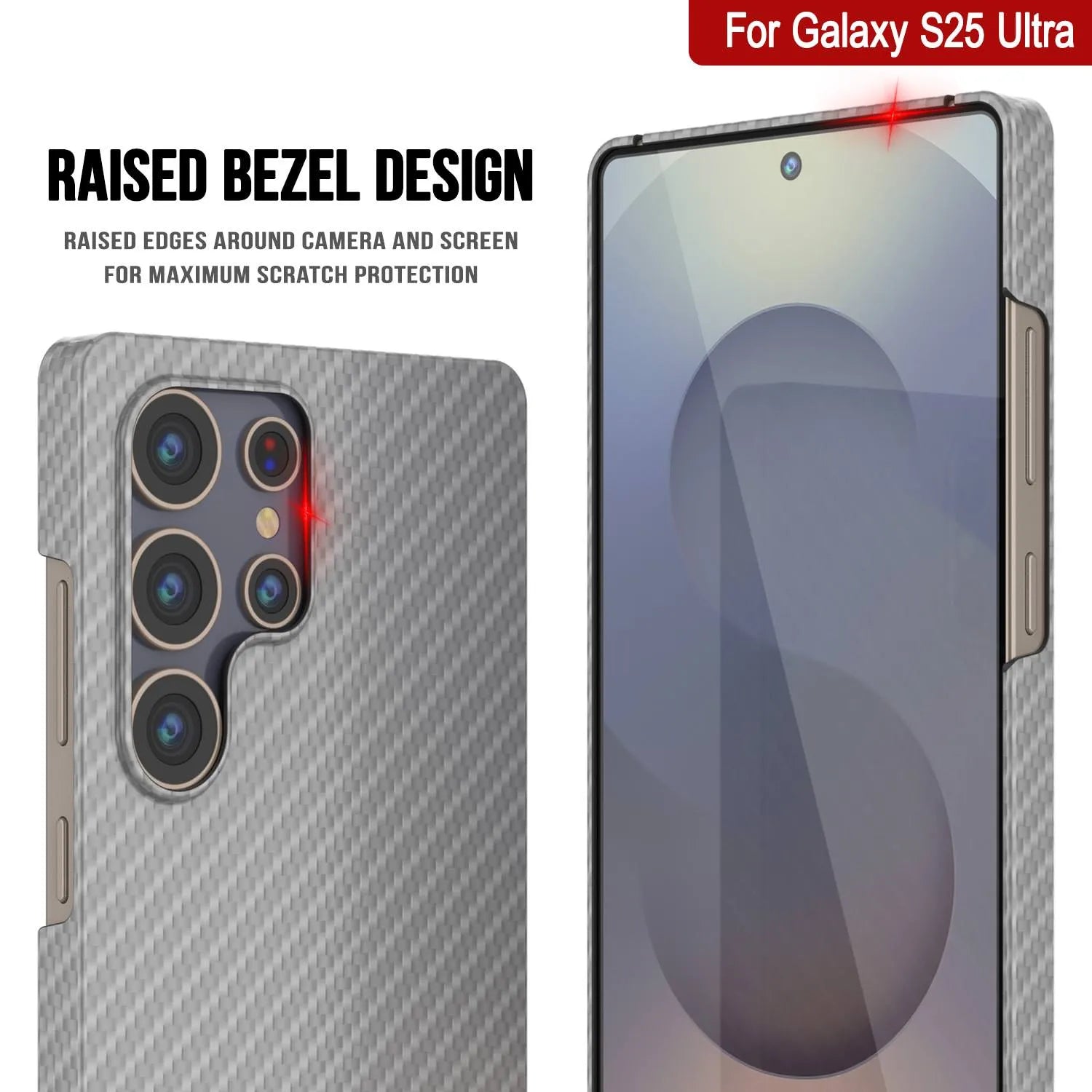 Punkcase Galaxy S25 Ultra Carbon Fiber Case [AramidShield Series] Ultra Slim & Light Kevlar [White]