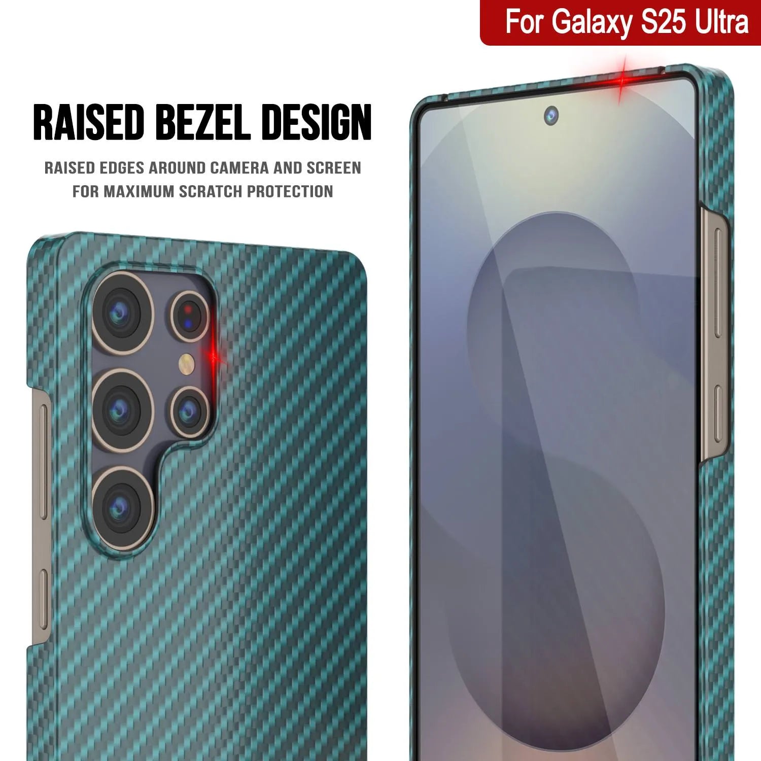 Punkcase Galaxy S25 Ultra Carbon Fiber Case [AramidShield Series] Ultra Slim & Light Kevlar [Teal]