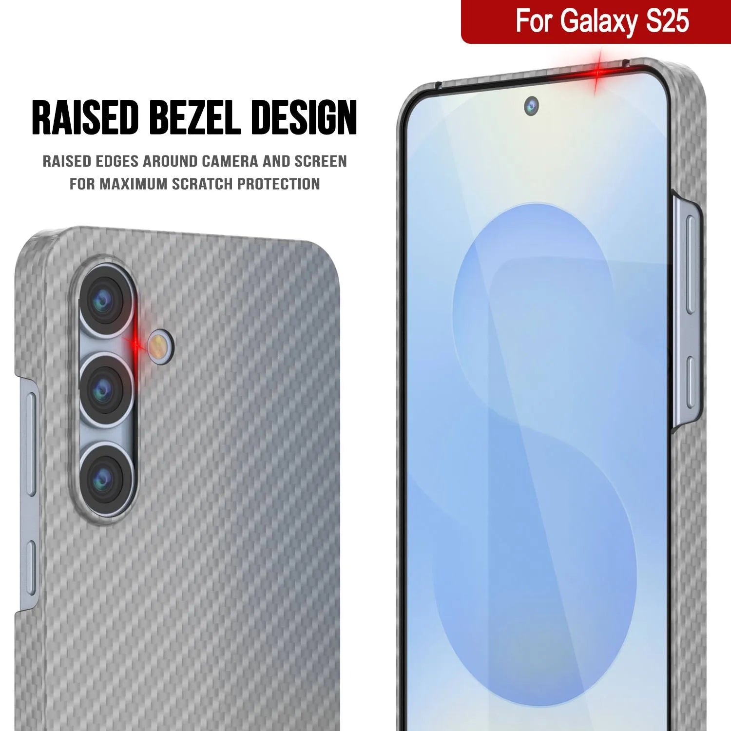 Punkcase Galaxy S25 Carbon Fiber Case [AramidShield Series] Ultra Slim & Light Kevlar [White]