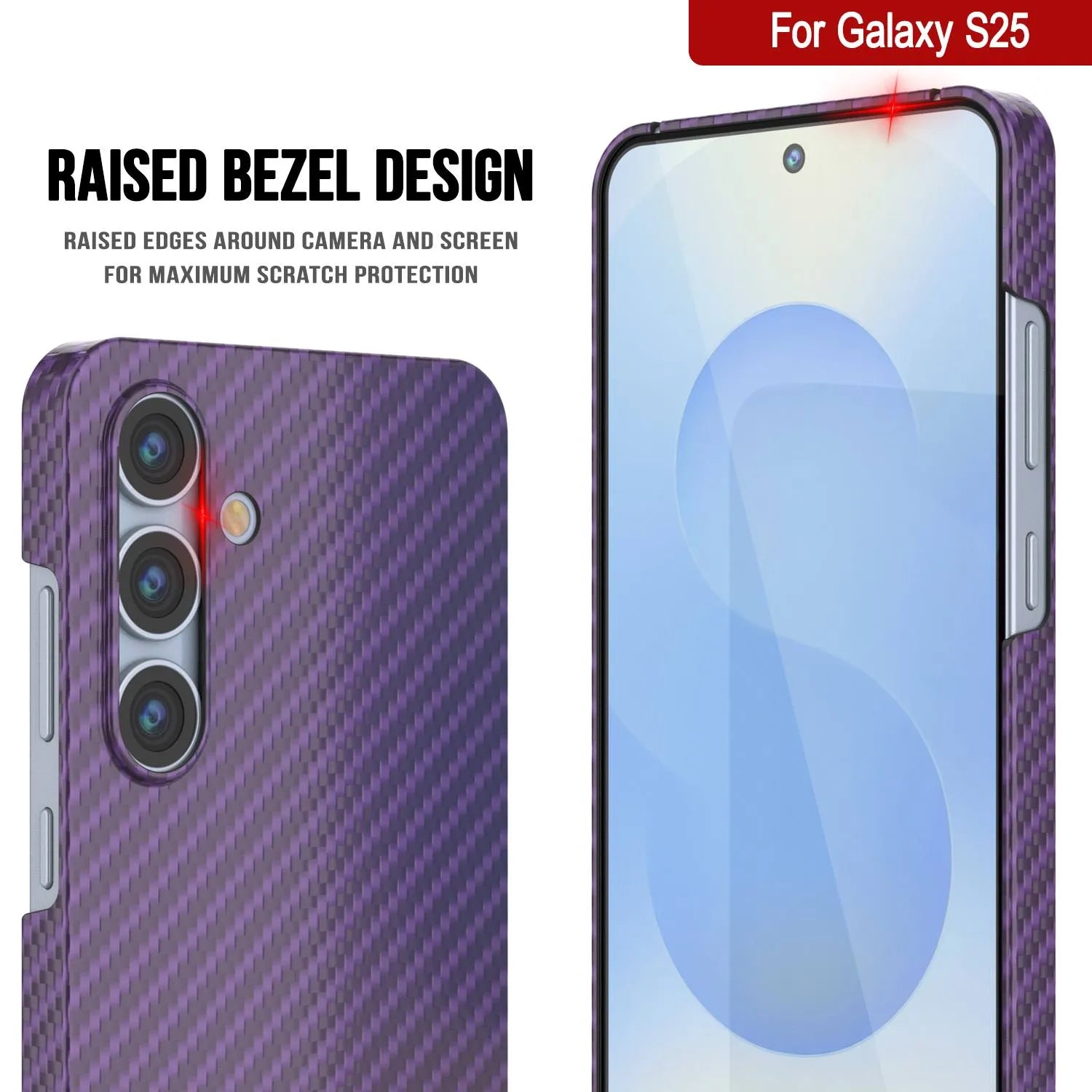 Punkcase Galaxy S25 Carbon Fiber Case [AramidShield Series] Ultra Slim & Light Kevlar [Purple]