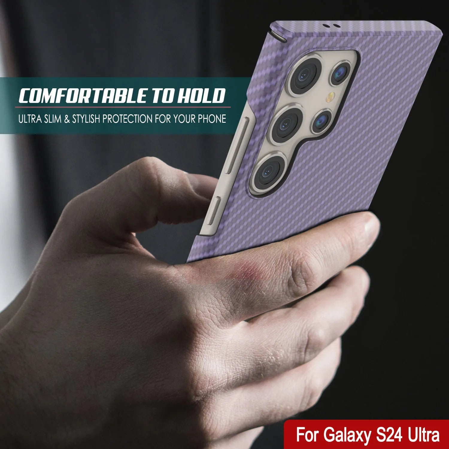 Galaxy S24 Ultra Case, Punkcase CarbonShield, Heavy Duty & Ultra Thin Cover [shockproof][non slip] [Lilac]