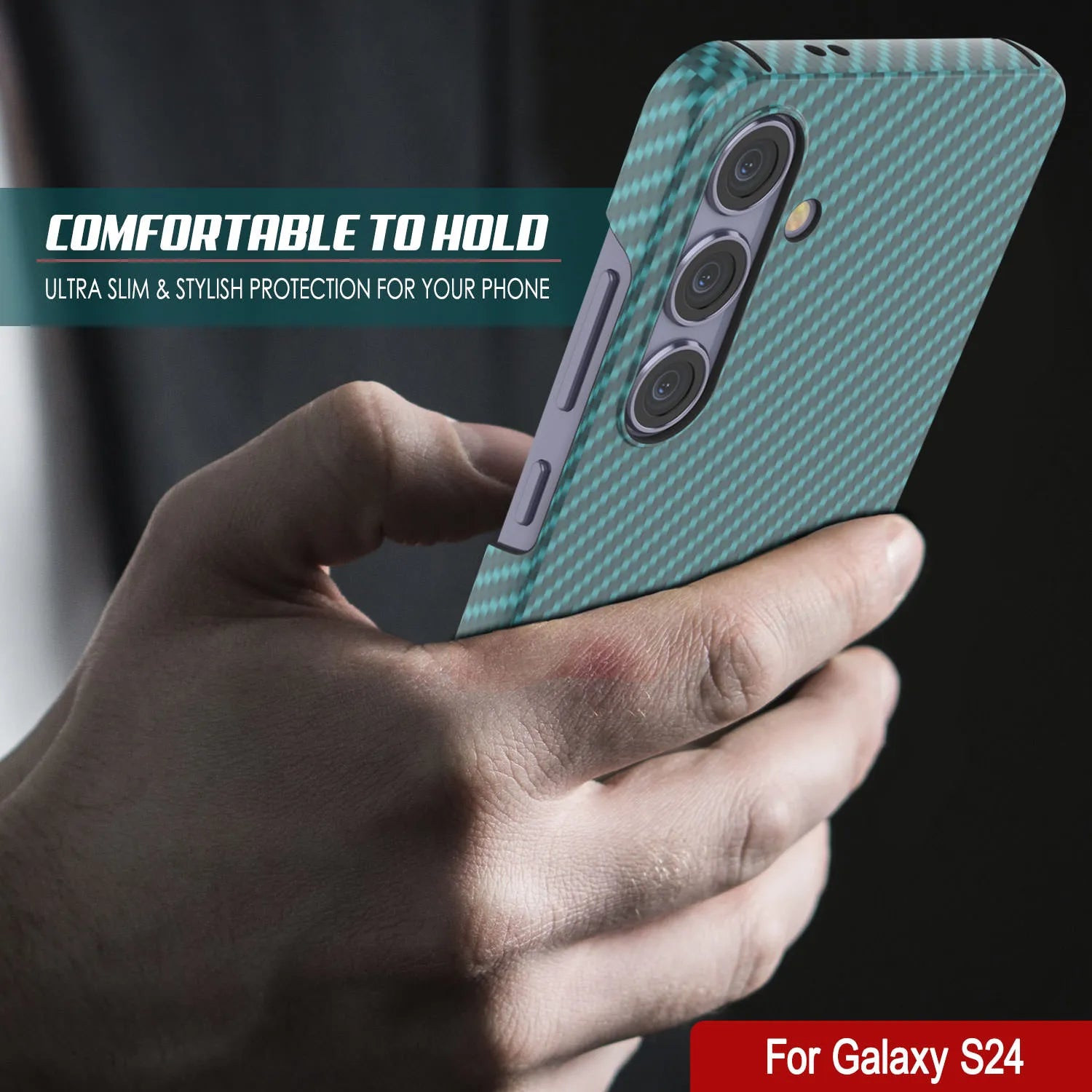 Galaxy S24 Case, Punkcase CarbonShield, Heavy Duty & Ultra Thin Cover [shockproof][non slip] [Teal]