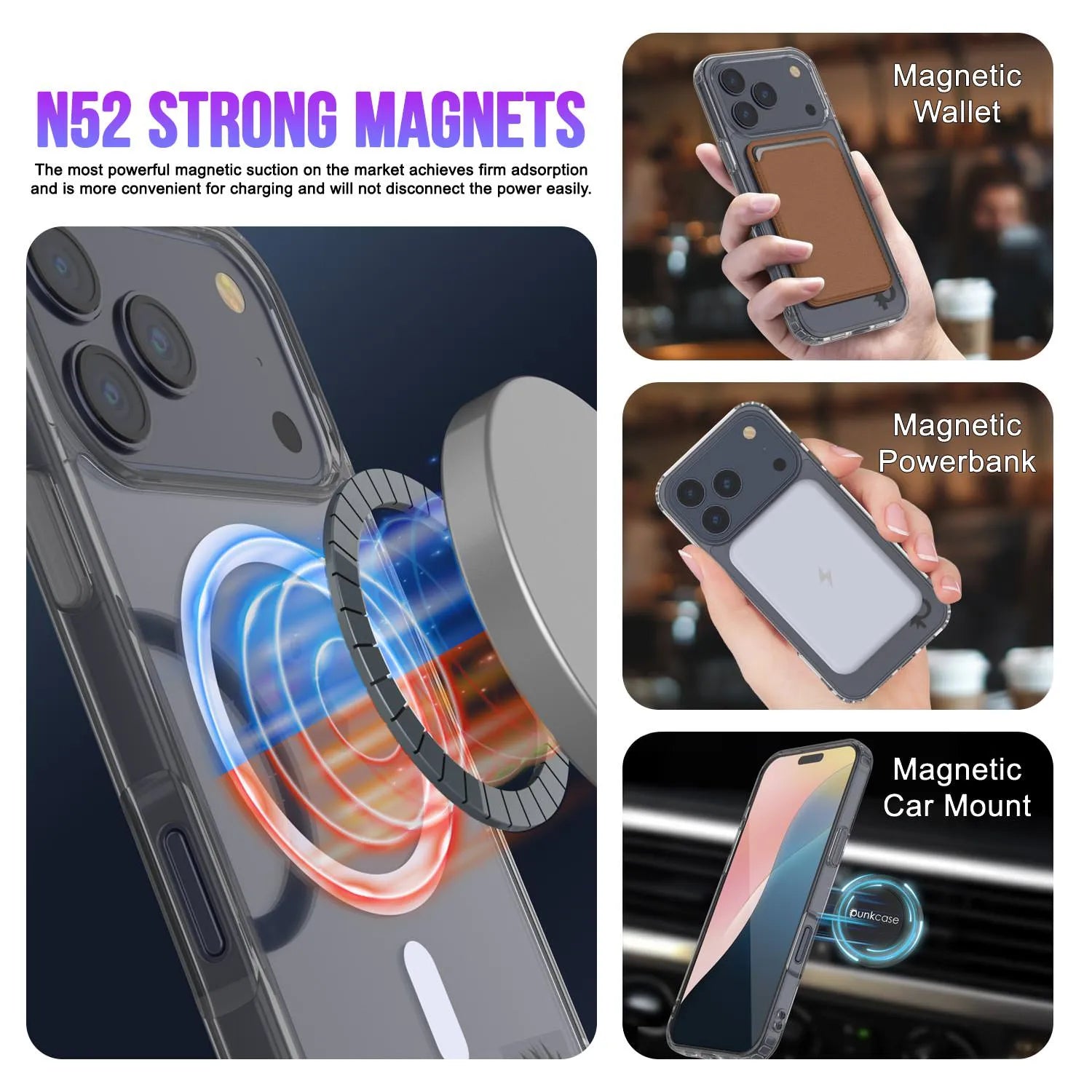 Punkcase iPhone 17 Pro Magnetic Wireless Charging Case [ClearMag Series][Silver]