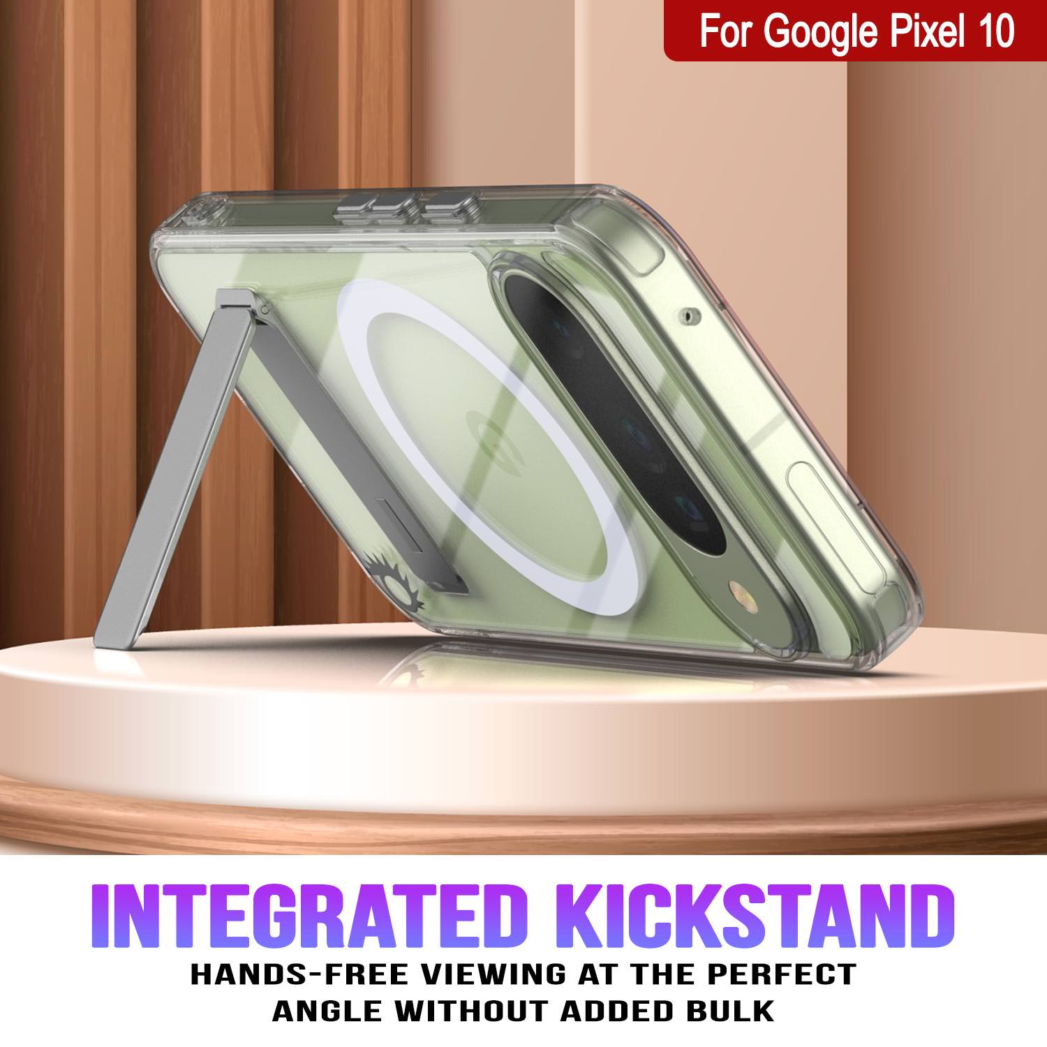 PunkCase for Google Pixel 10 [Crystal Kickstand Series] Magnetic Clear Case w/Kickstand