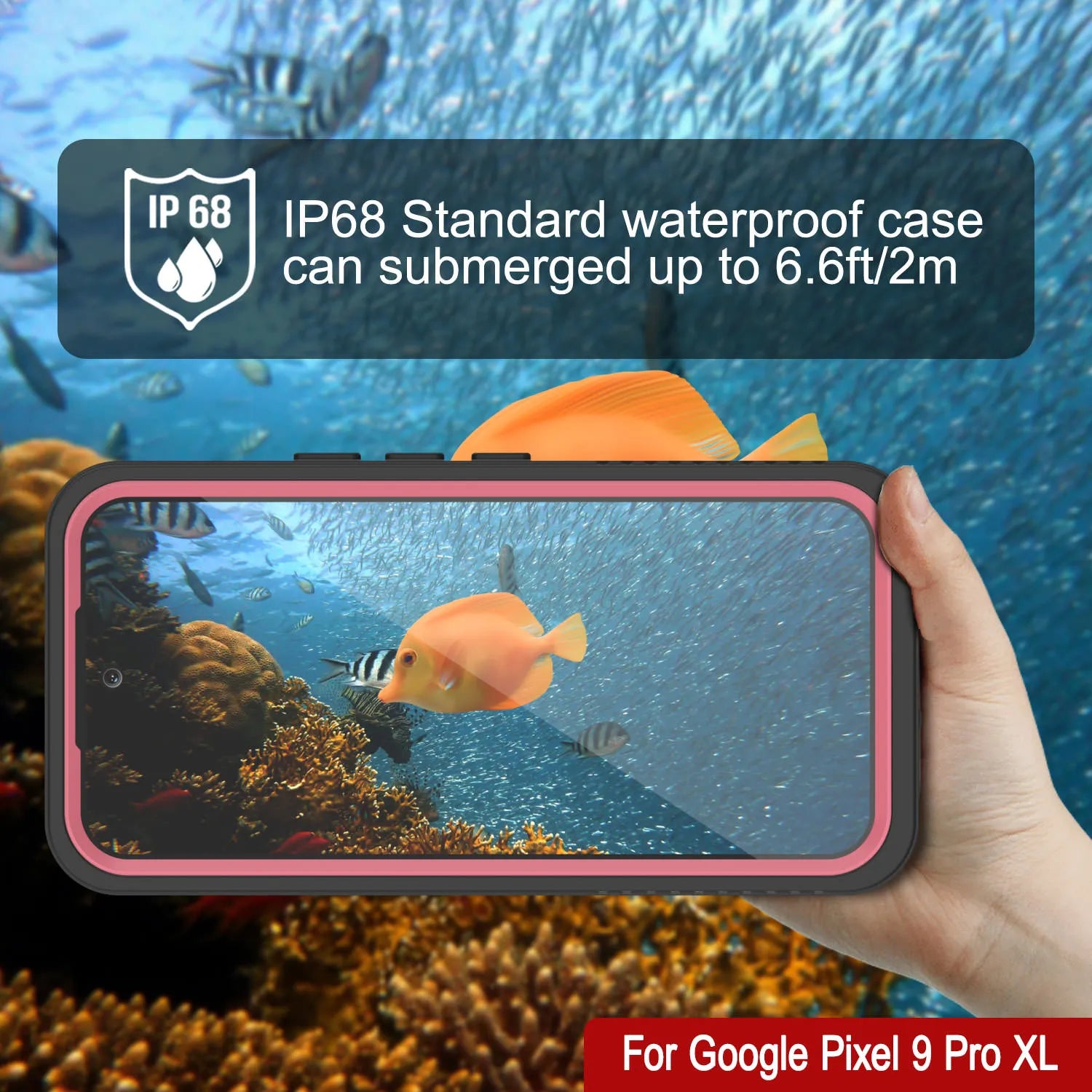 Google Pixel 9 Pro XL Waterproof Case, Punkcase [Extreme Series] Armor Cover W/ Built In Screen Protector [Pink]