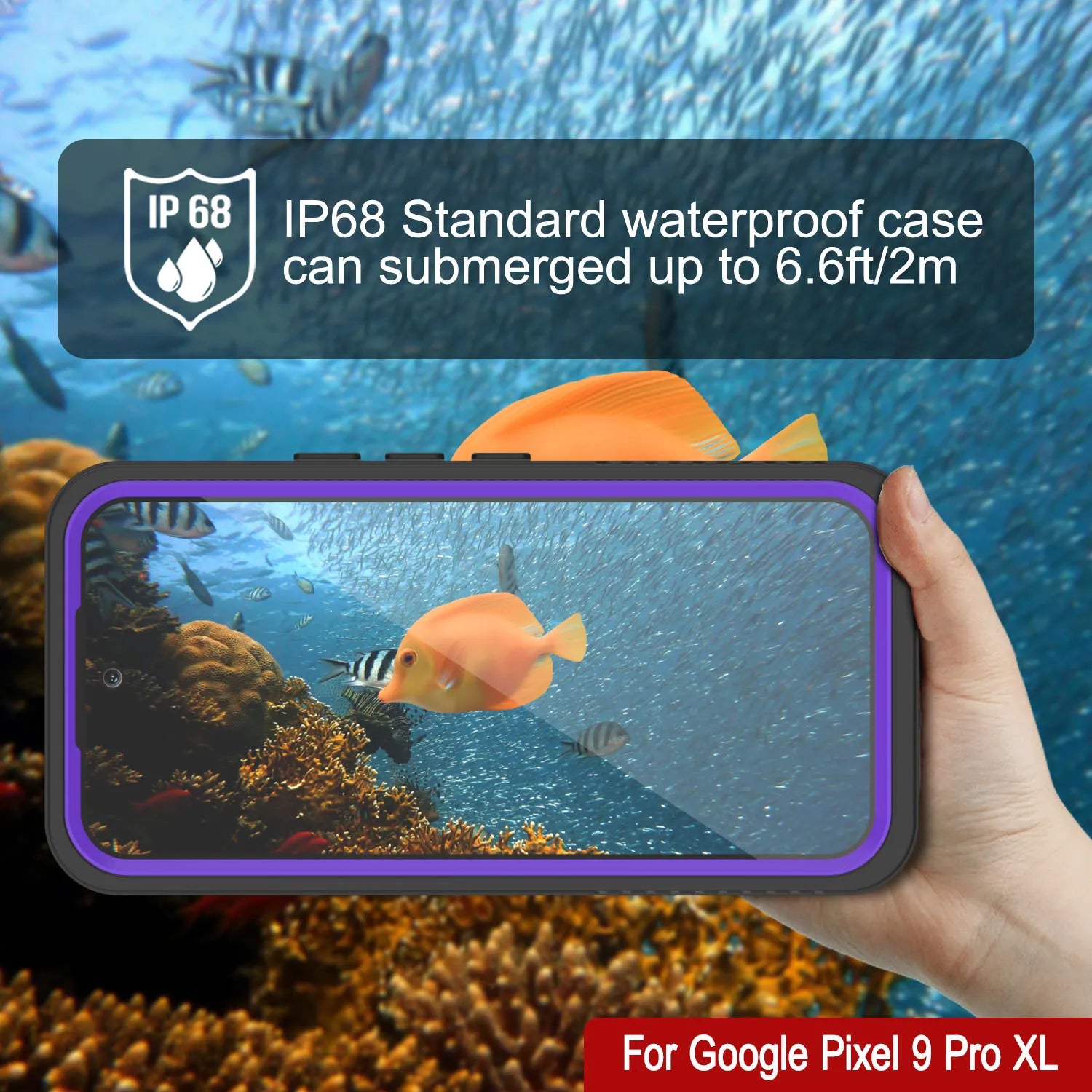 Google Pixel 9 Pro XL Waterproof Case, Punkcase [Extreme Series] Armor Cover W/ Built In Screen Protector [Purple]