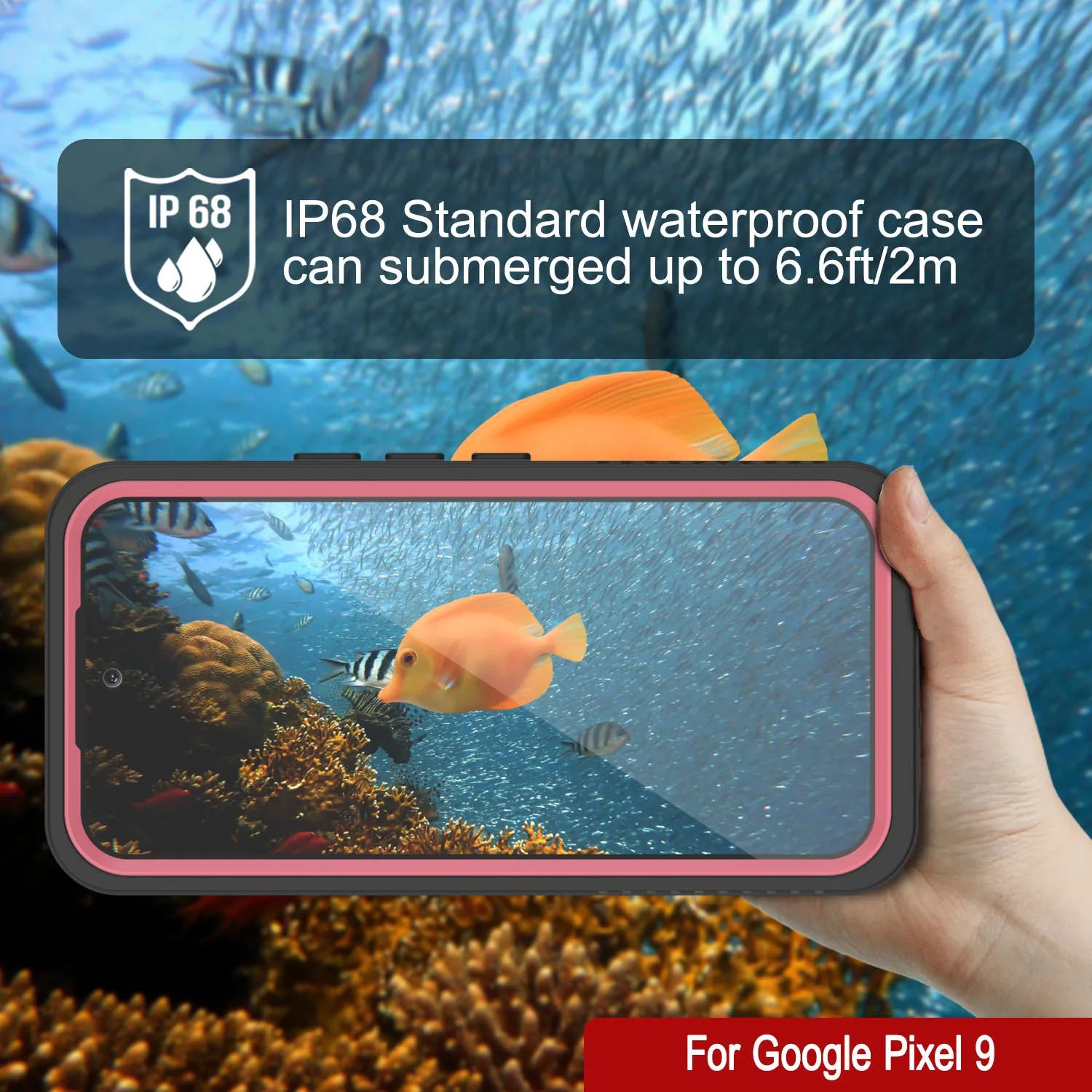 Google Pixel 9  Waterproof Case, Punkcase [Extreme Series] Armor Cover W/ Built In Screen Protector [Pink]