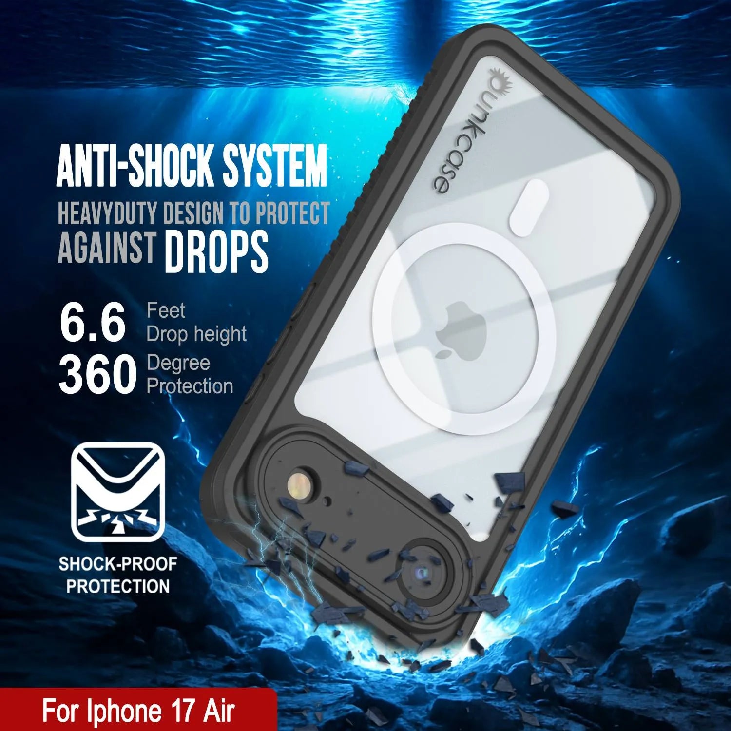 iPhone 17 Air Waterproof Case, Punkcase [Extreme Series] Armor Cover W/ Built In Screen Protector [Teal]