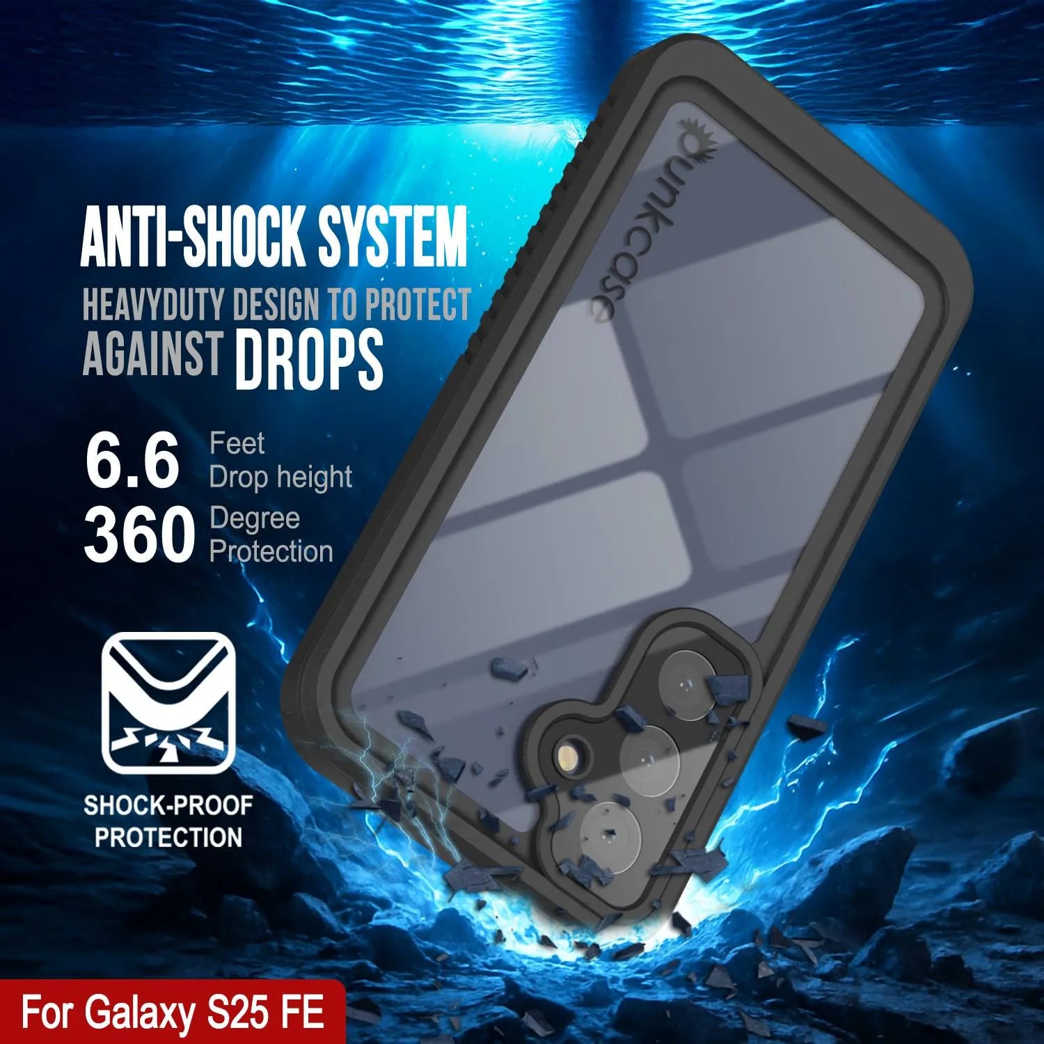 Galaxy S25 FE Water/ Shockproof [Extreme Series] With Screen Protector Case [Black]