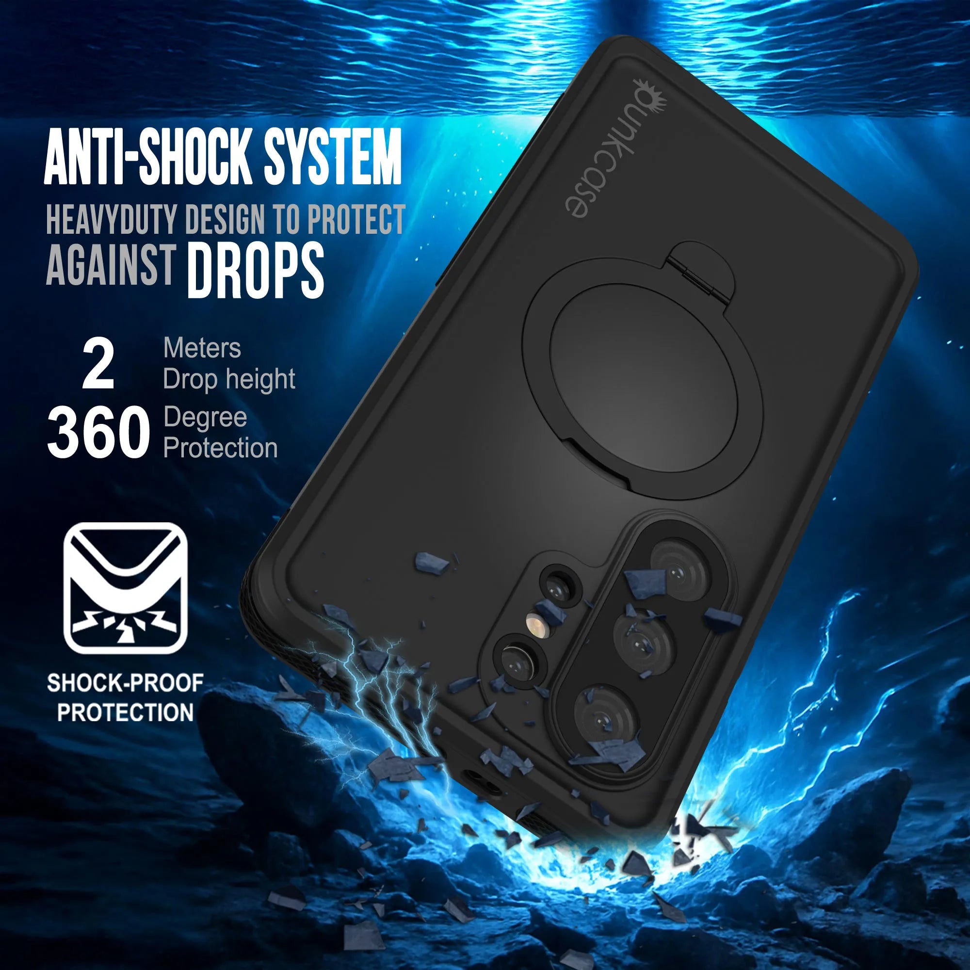 Galaxy S26 Ultra Waterproof Case [Kickstud 2.0 Series] Protective IP68 Cover W/Screen Protector & Kickstand [Black]