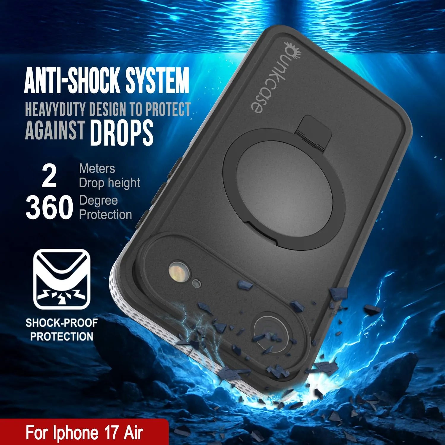 iPhone 17 Air Waterproof Case [Kickstud 2.0 Series] Protective IP68 Cover W/Screen Protector & Kickstand [White]