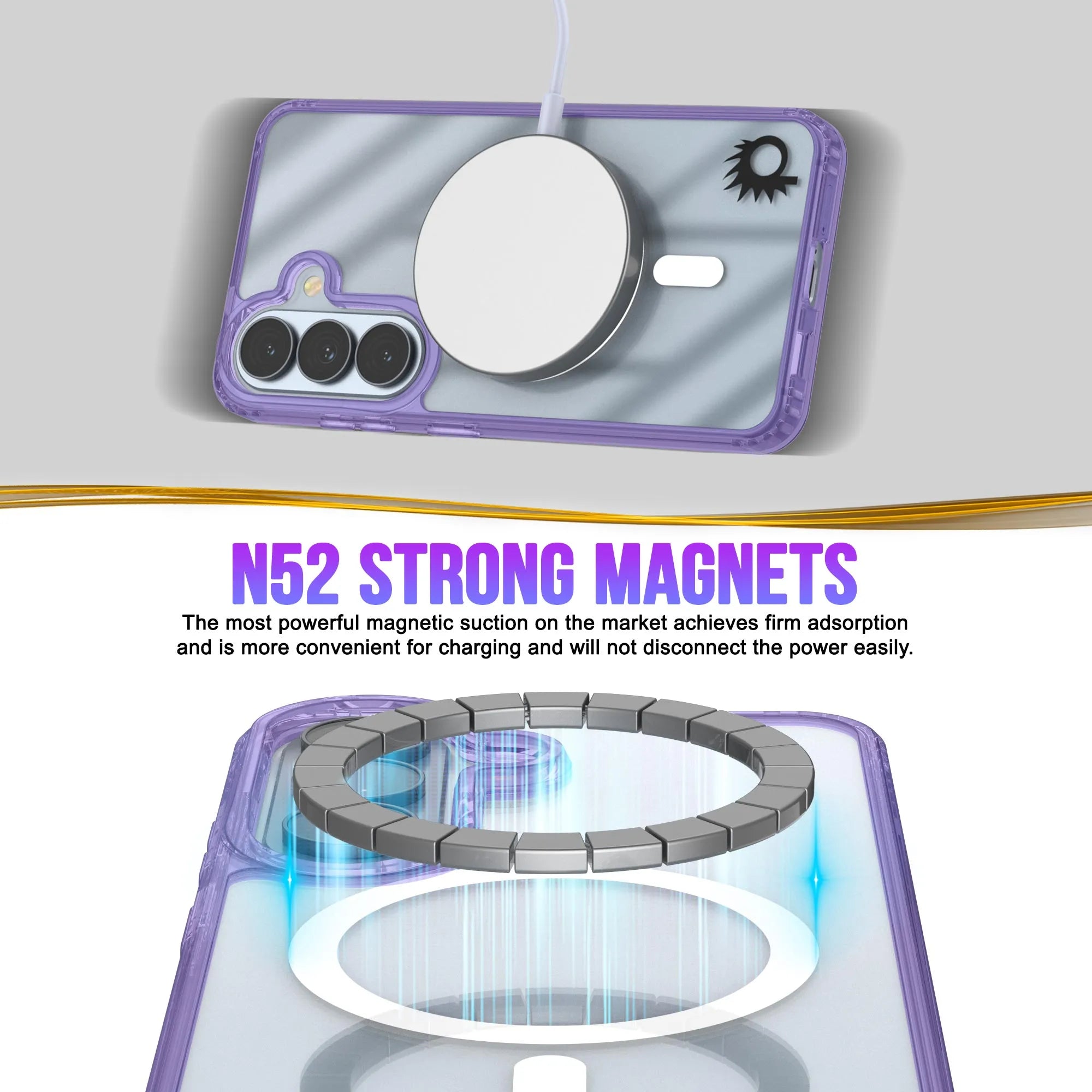 Galaxy S26 Plus Magnetic Wireless Charging Case [Clear Acrylic Series] [Non-Slip] For Galaxy S26 Plus [Purple]