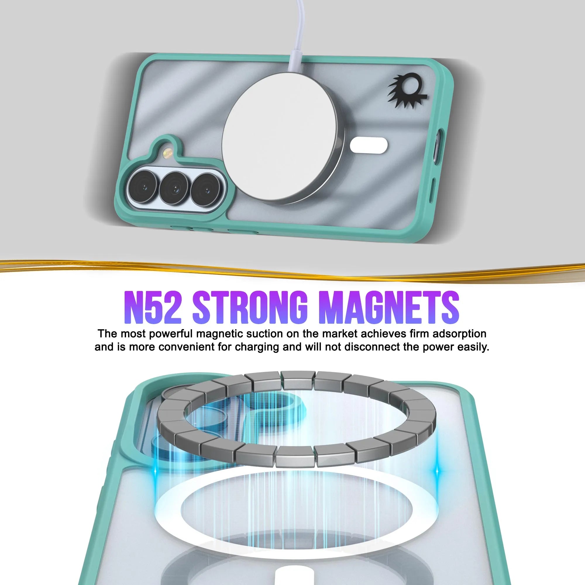 Galaxy S26 Plus Magnetic Wireless Charging Case [Clear Acrylic Series] [Non-Slip] For Galaxy S26 Plus [Teal]