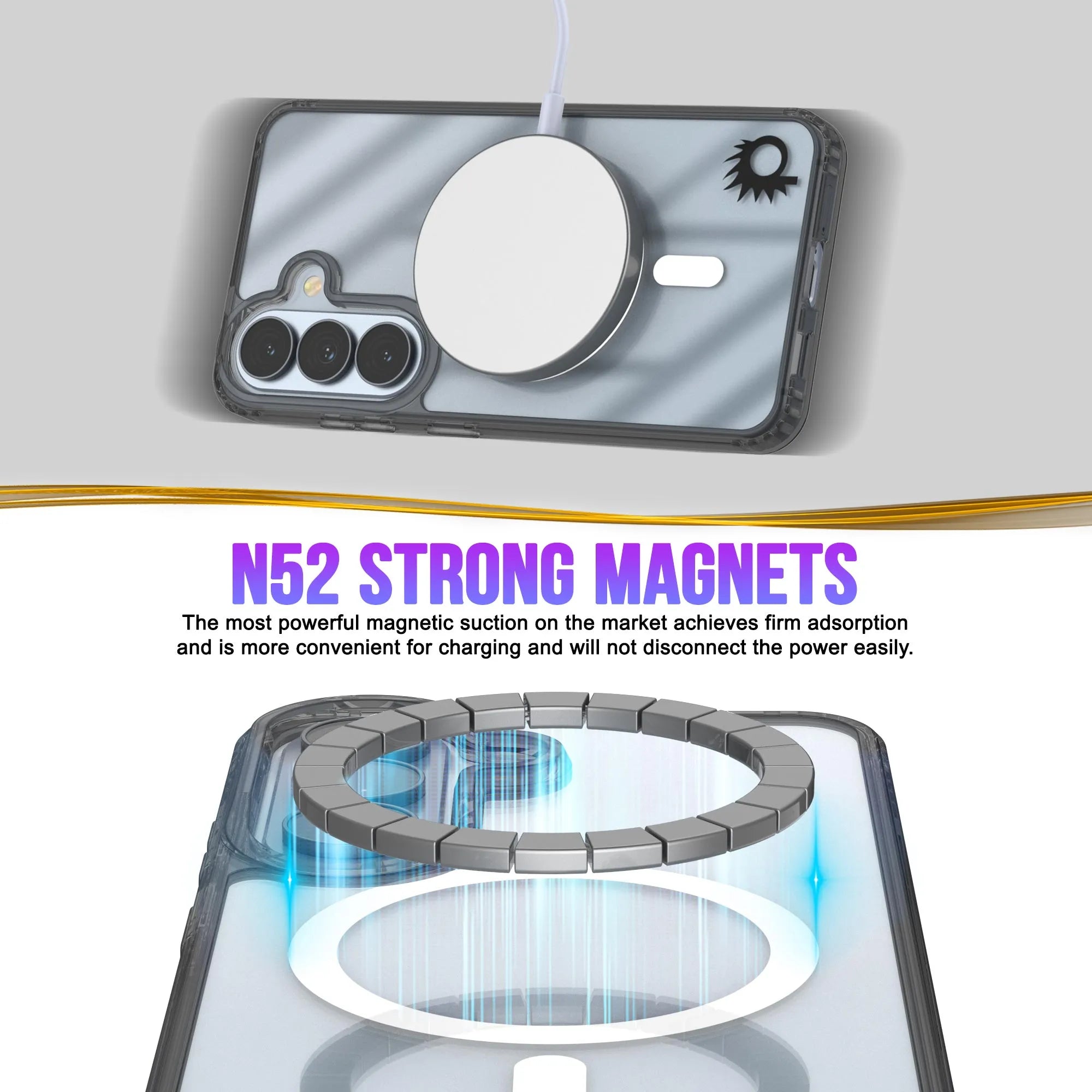 Galaxy S26 Plus Magnetic Wireless Charging Case [Clear Acrylic Series] [Non-Slip] For Galaxy S26 Plus [Transparent Black]