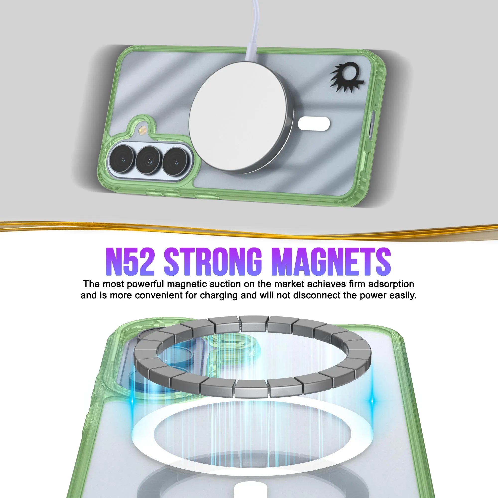 Galaxy S26 Plus Magnetic Wireless Charging Case [Clear Acrylic Series] [Non-Slip] For Galaxy S26 Plus [Green]