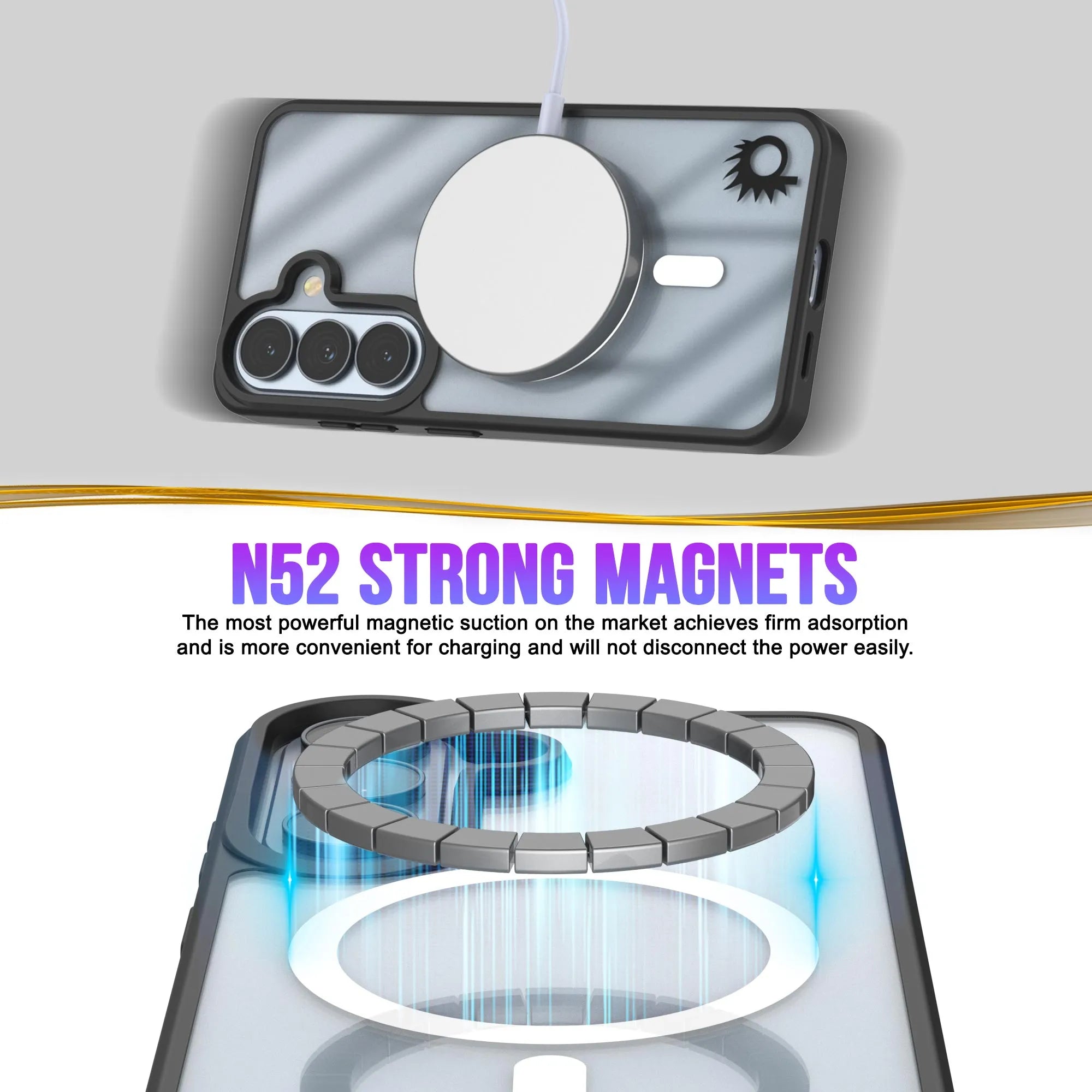 Galaxy S26 Plus Magnetic Wireless Charging Case [Clear Acrylic Series] [Non-Slip] For Galaxy S26 Plus [Black]