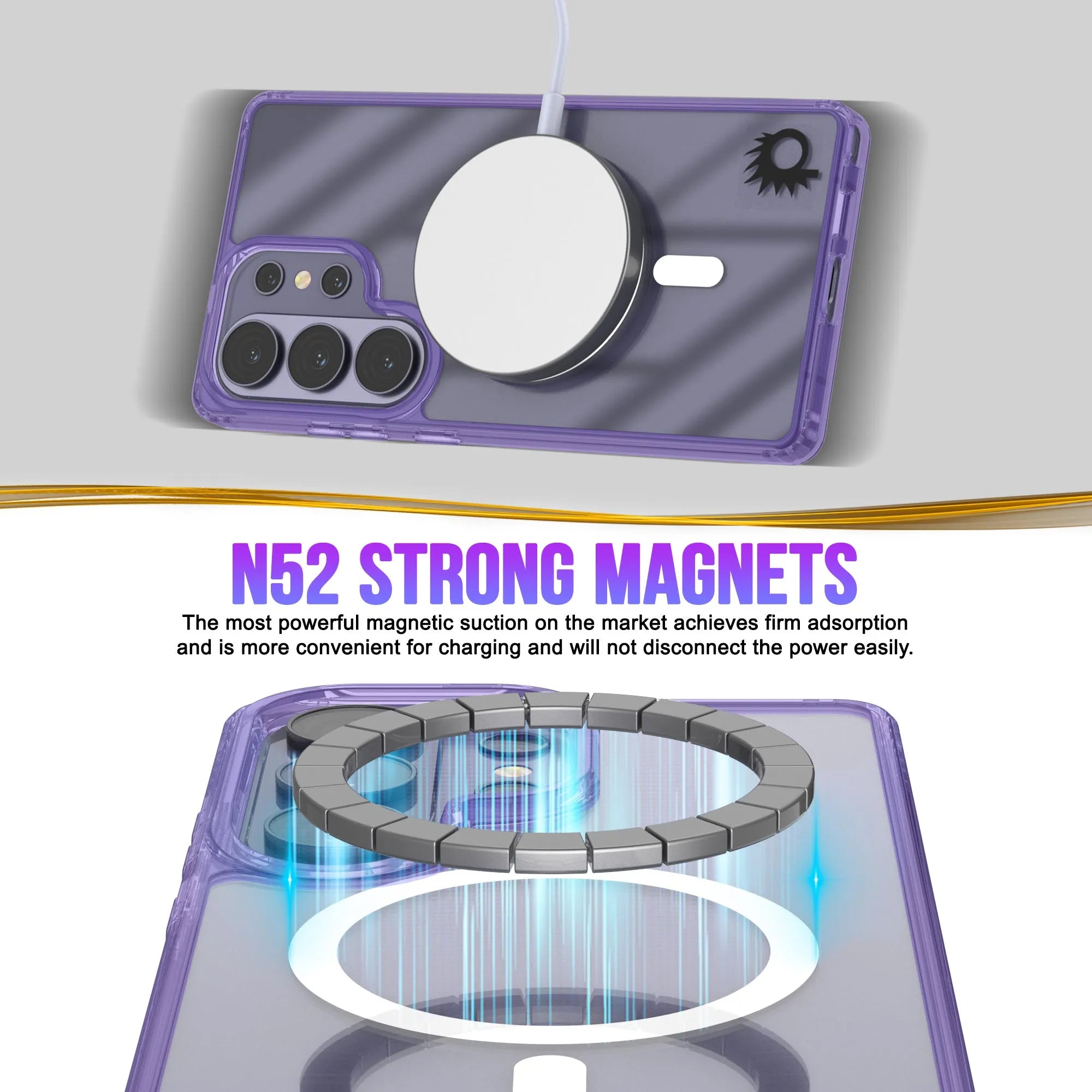 Galaxy S26 Ultra Magnetic Wireless Charging Case [Clear Acrylic Series] [Non-Slip] For Galaxy S26 Ultra [Purple]