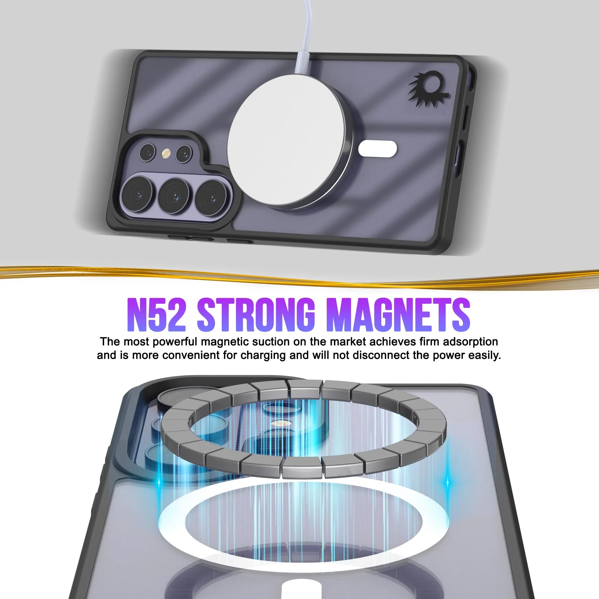 Galaxy S26 Ultra Magnetic Wireless Charging Case [Clear Acrylic Series] [Non-Slip] For Galaxy S26 Ultra [Black]