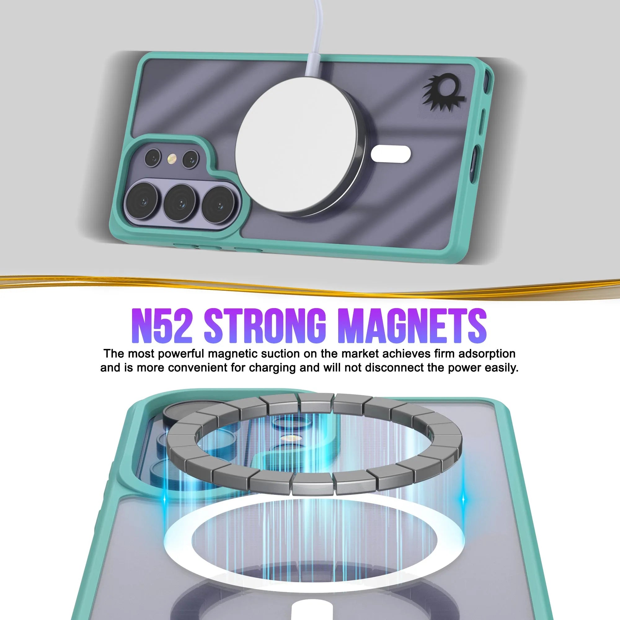 Galaxy S26 Ultra Magnetic Wireless Charging Case [Clear Acrylic Series] [Non-Slip] For Galaxy S26 Ultra [Teal]