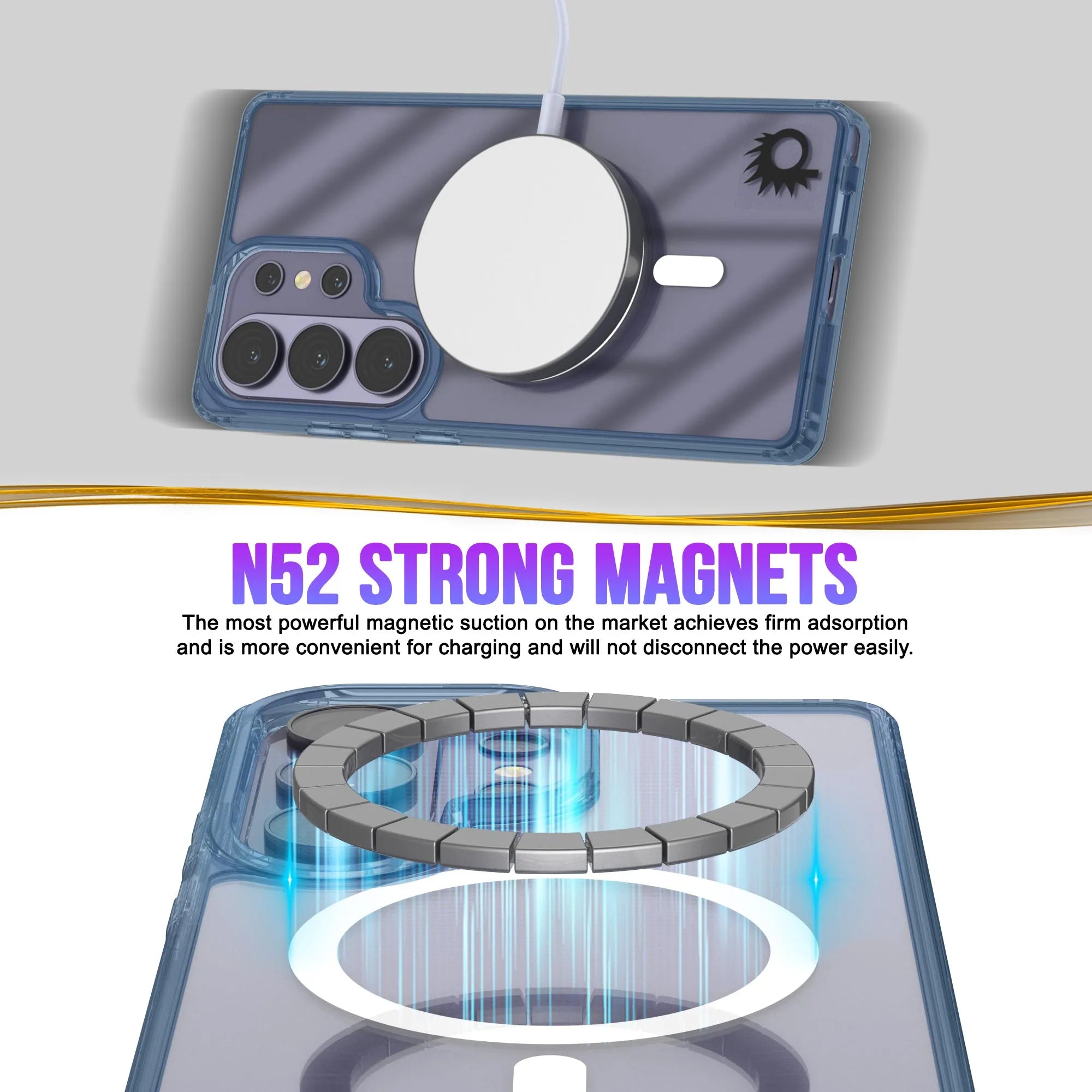 Galaxy S26 Ultra Magnetic Wireless Charging Case [Clear Acrylic Series] [Non-Slip] For Galaxy S26 Ultra [Navy]
