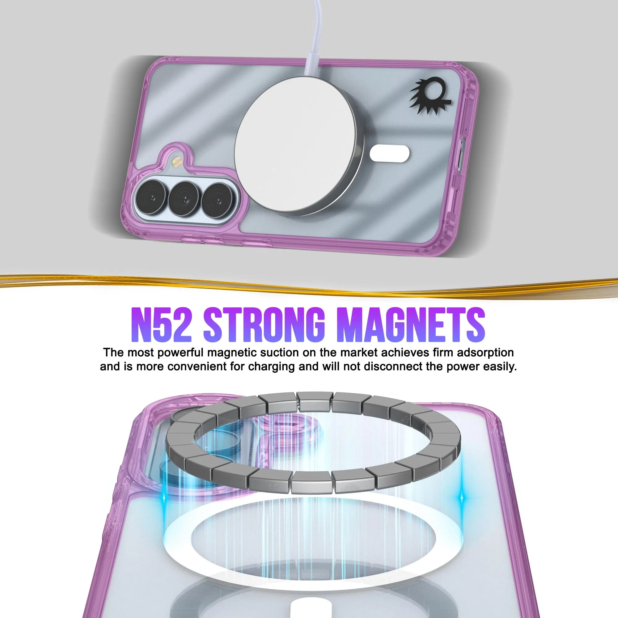 Galaxy S26 Magnetic Wireless Charging Case [Clear Acrylic Series] [Non-Slip] For Galaxy S26 [Pink]