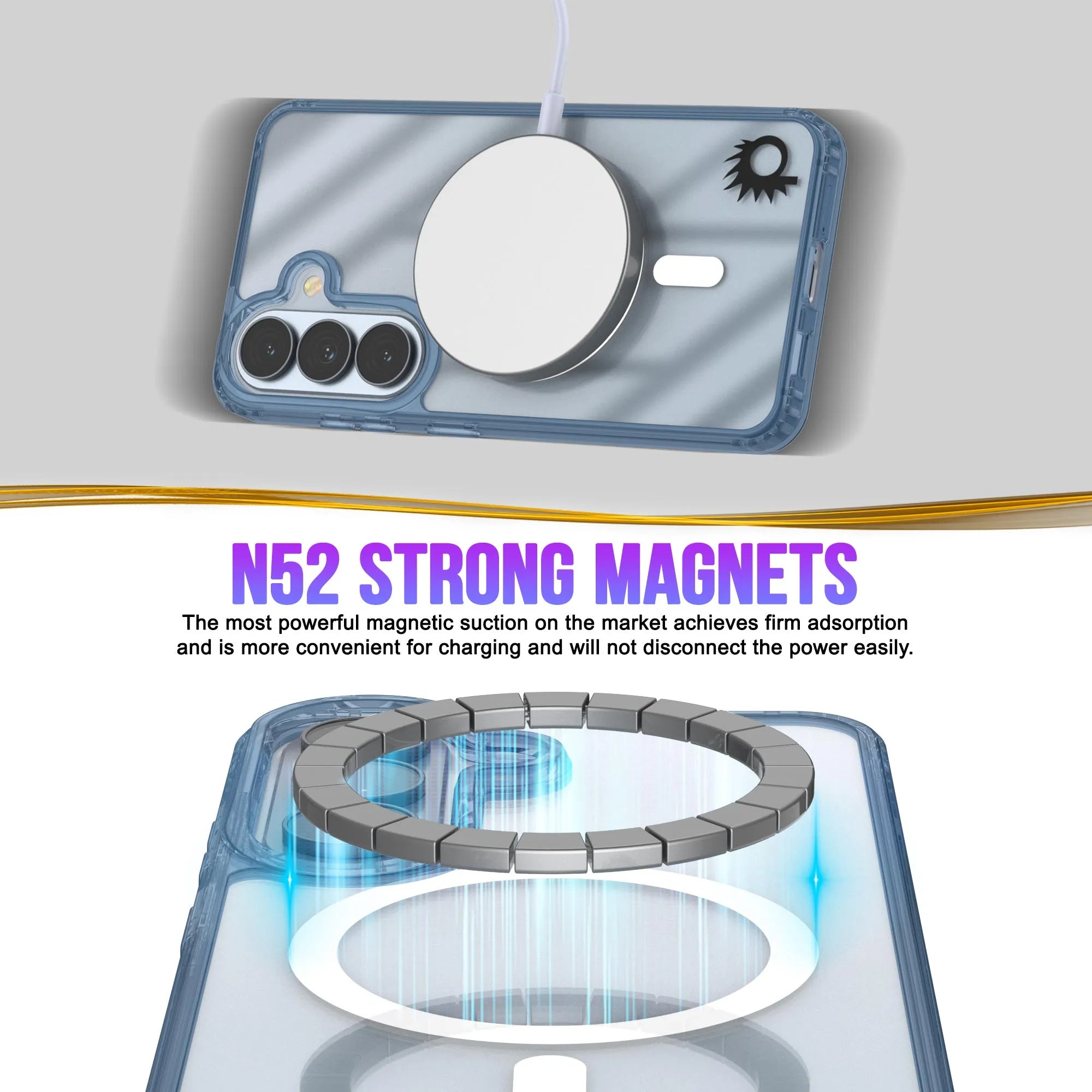Galaxy S26 Magnetic Wireless Charging Case [Clear Acrylic Series] [Non-Slip] For Galaxy S26 [Navy]