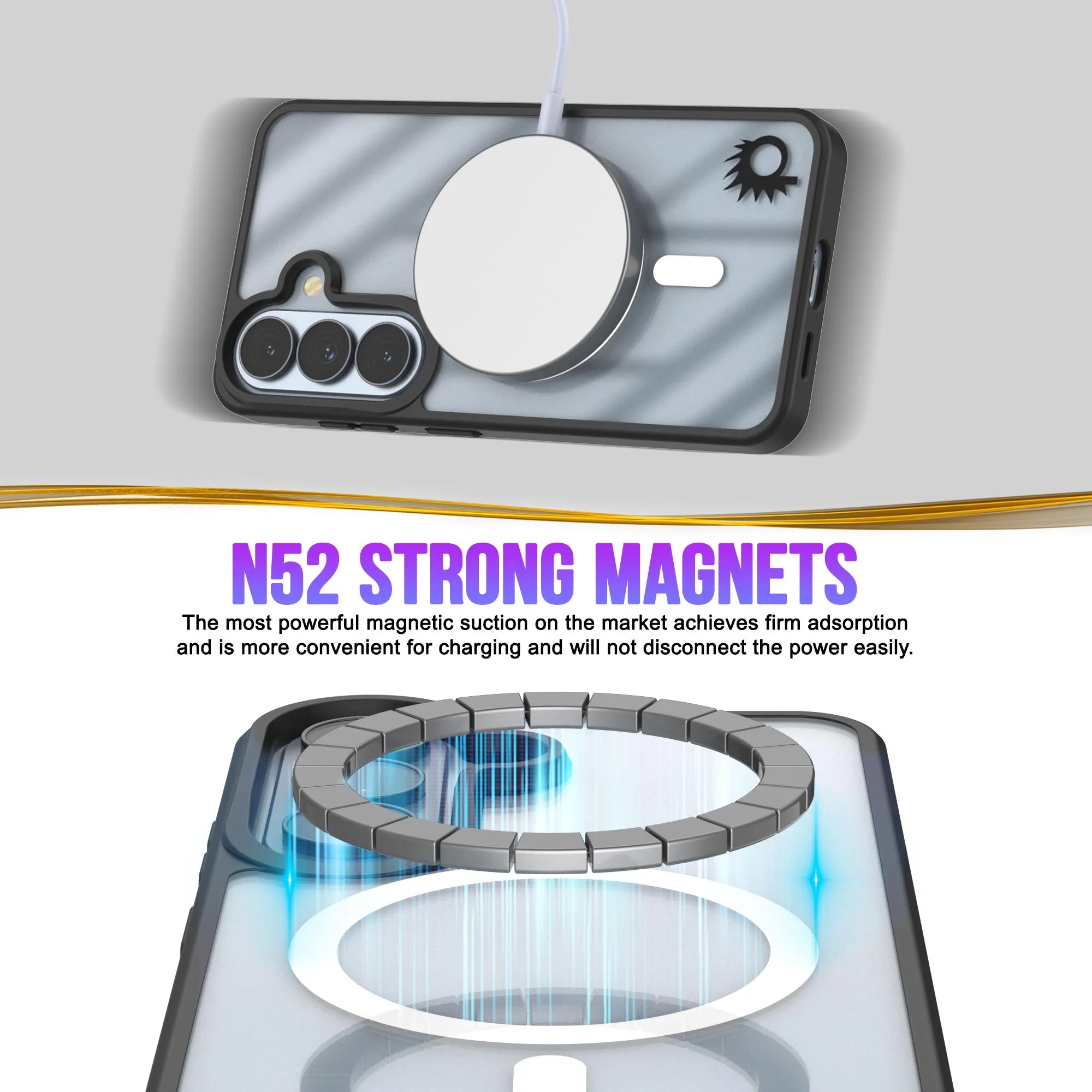 Galaxy S26 Magnetic Wireless Charging Case [Clear Acrylic Series] [Non-Slip] For Galaxy S26 [Black]