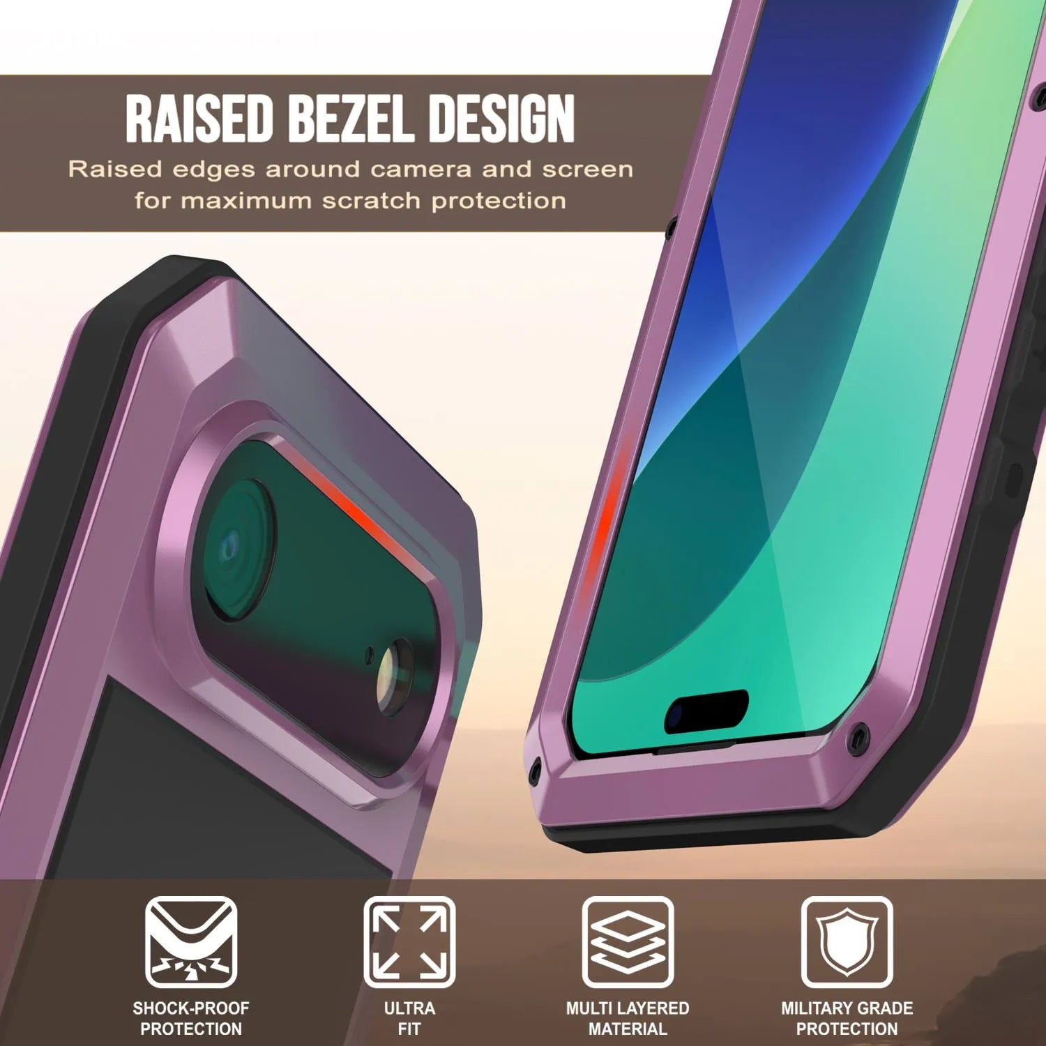 iPhone 17 Air Metal Case, Heavy Duty Military Grade Armor Cover [shock proof] Full Body Hard [Pink]