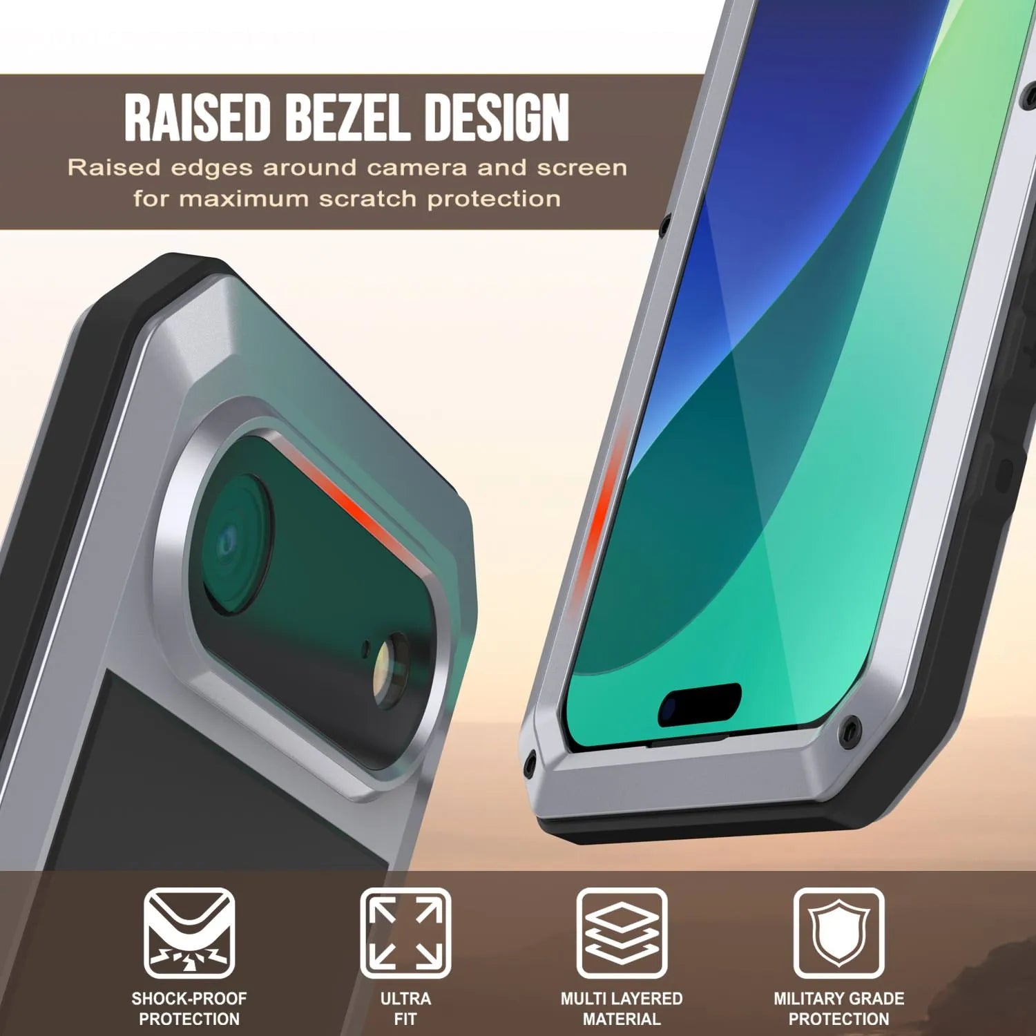 iPhone 17 Air Metal Case, Heavy Duty Military Grade Armor Cover [shock proof] Full Body Hard [White]