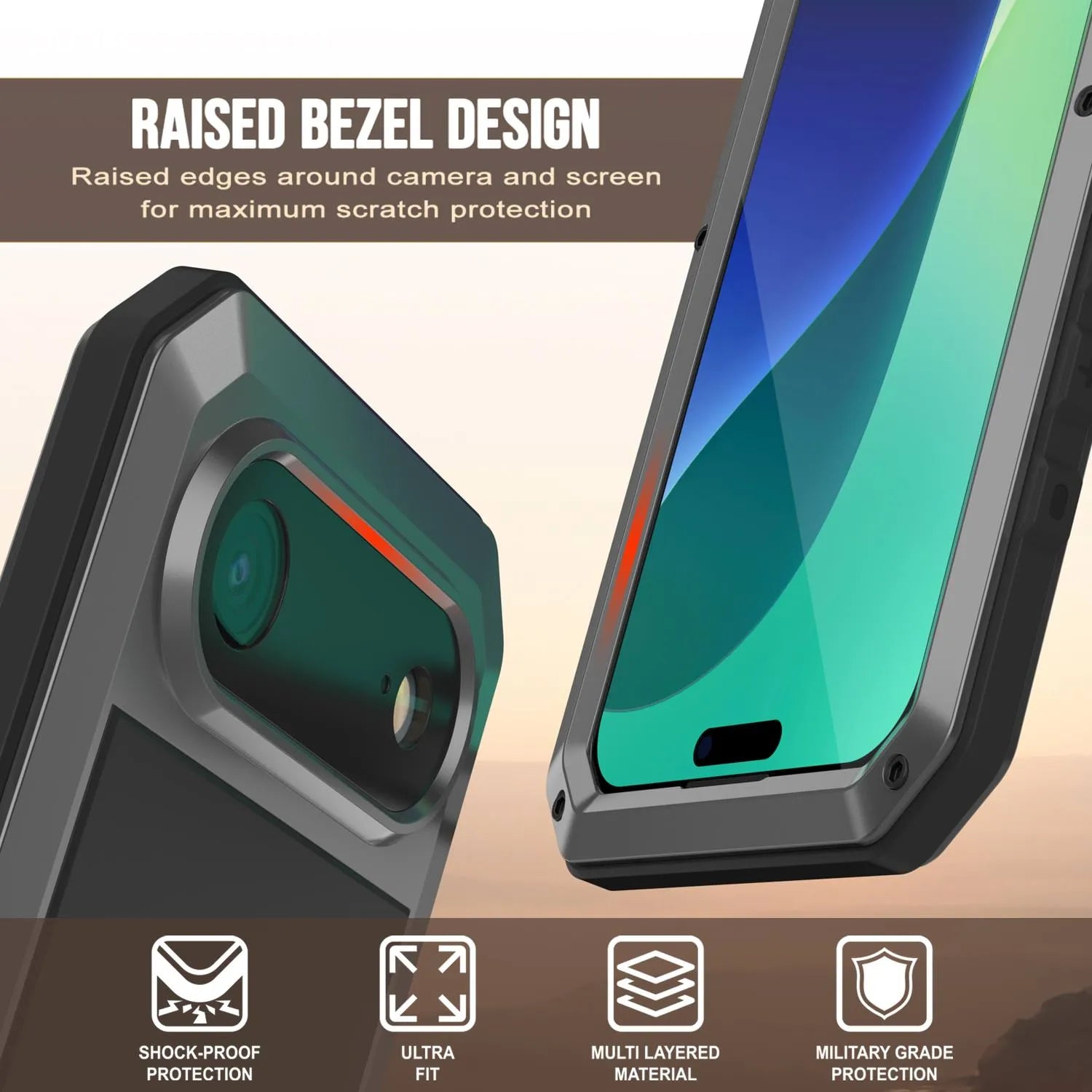 iPhone 17 Air Metal Case, Heavy Duty Military Grade Armor Cover [shock proof] Full Body Hard [Silver]