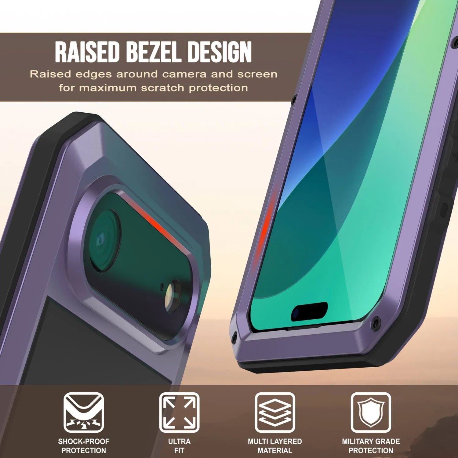 iPhone 17 Air Metal Case, Heavy Duty Military Grade Armor Cover [shock proof] Full Body Hard [Purple]