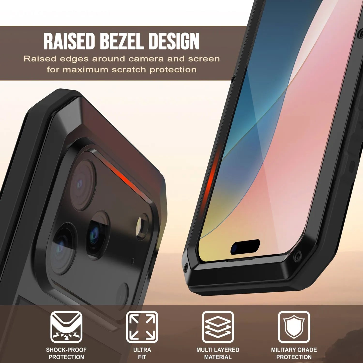 iPhone 17 Pro Max Metal Case, Heavy Duty Military Grade Armor Cover [shock proof] Full Body Hard [Black]