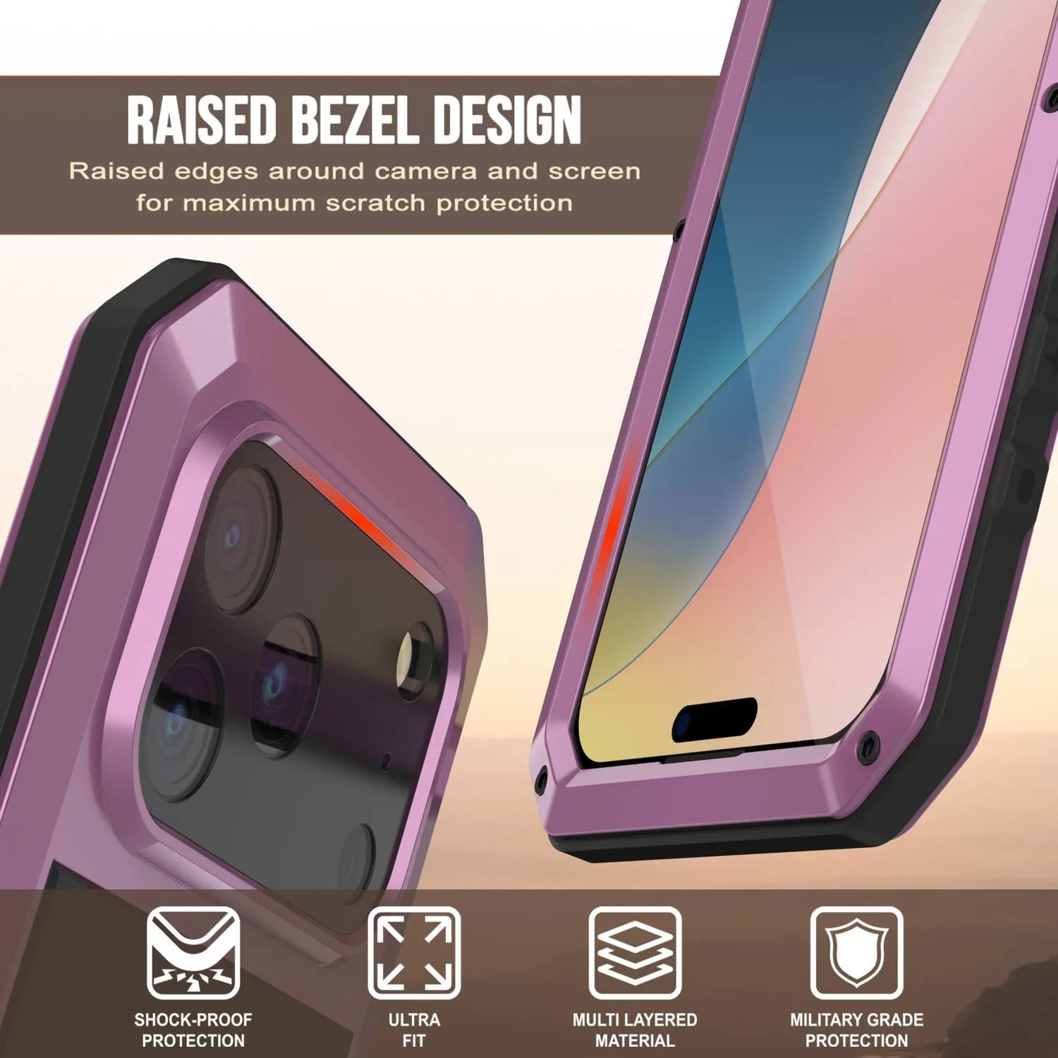 iPhone 17 Pro Metal Case, Heavy Duty Military Grade Armor Cover [shock proof] Full Body Hard [Pink]