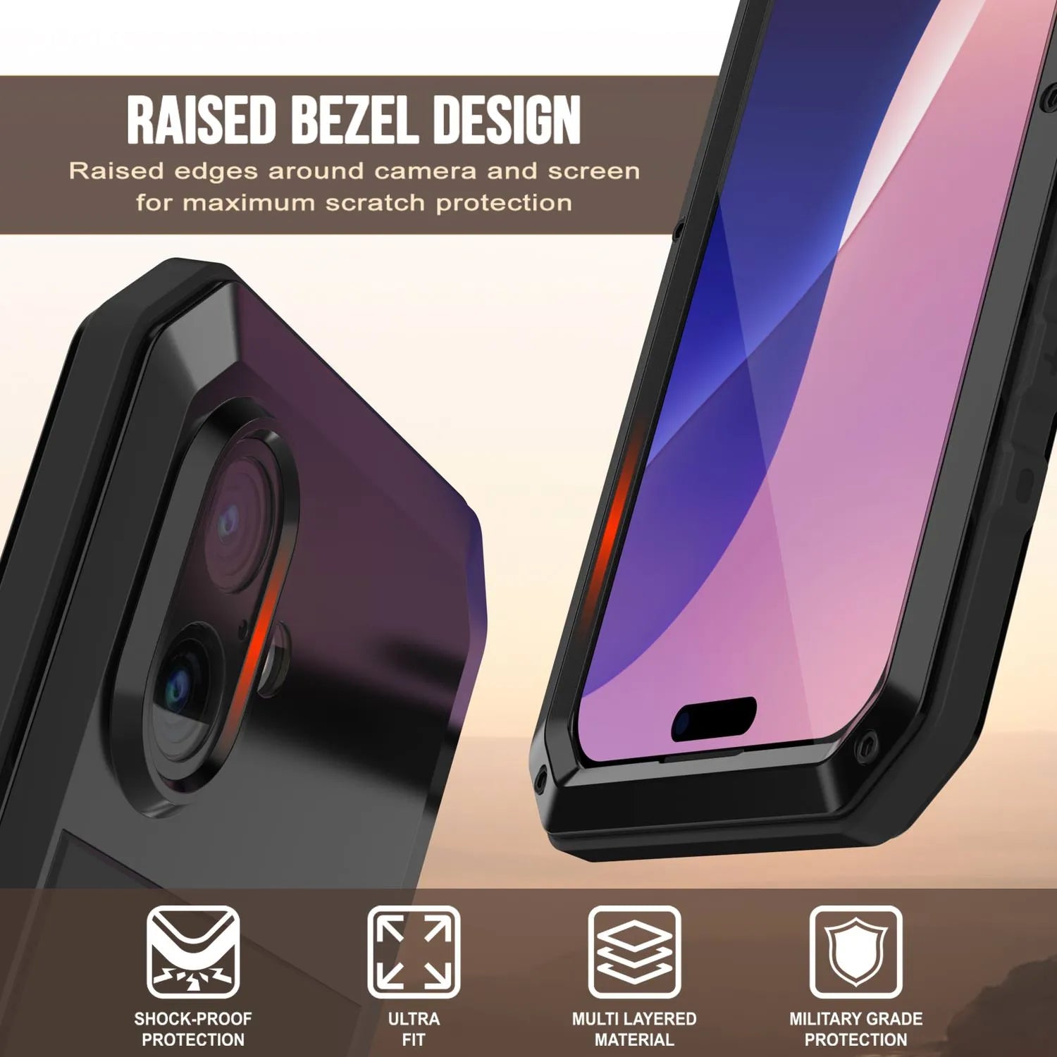 iPhone 17 Metal Case, Heavy Duty Military Grade Armor Cover [shock proof] Full Body Hard [Black]